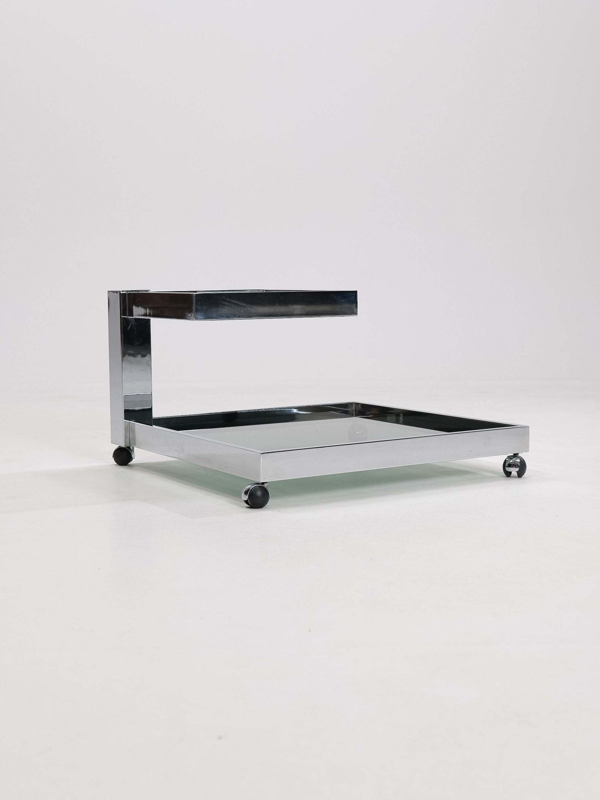 Serving Bar Cart In Chrome And Smoked Glass, 1970s photo Furniture