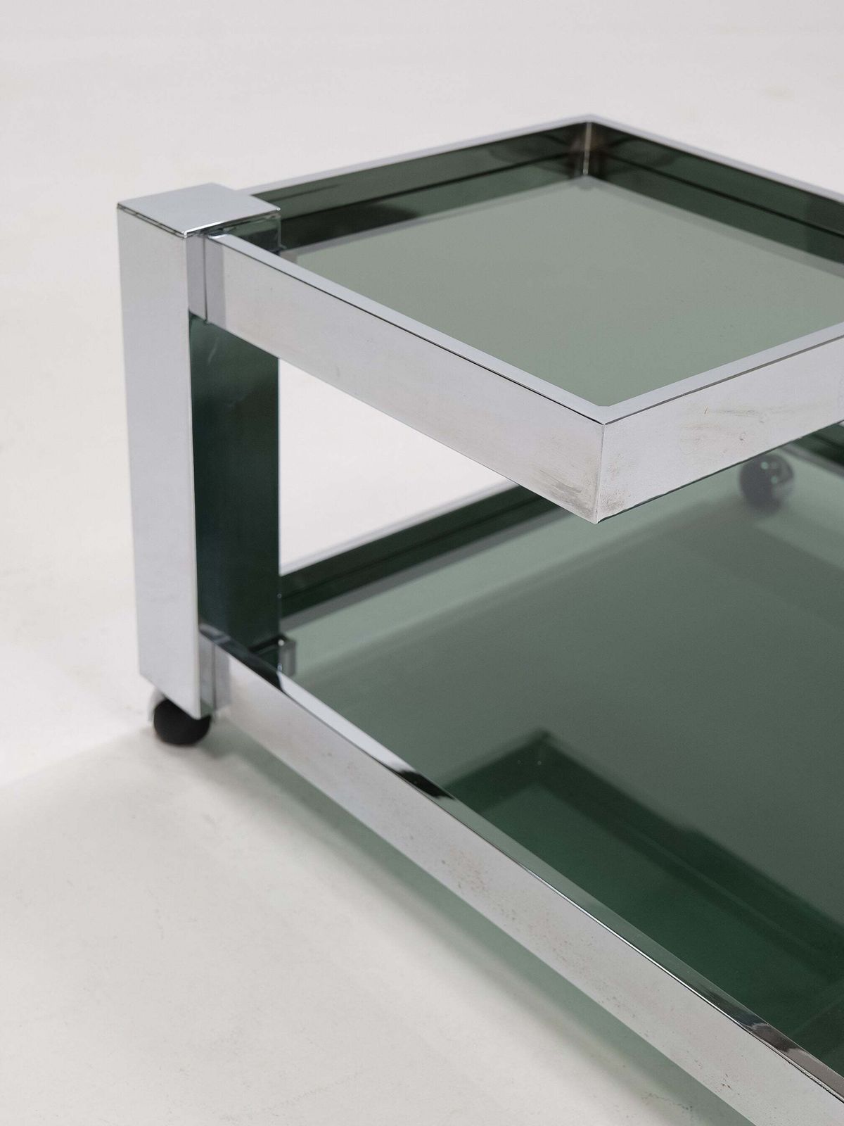 Serving Bar Cart In Chrome And Smoked Glass, 1970s photo 491.0