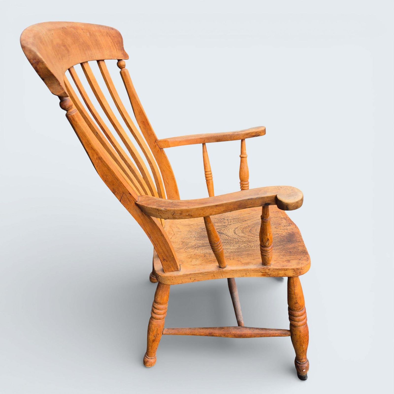Antique Windsor Armchair, Victorian Elm & Beech Country Chair photo 435.0