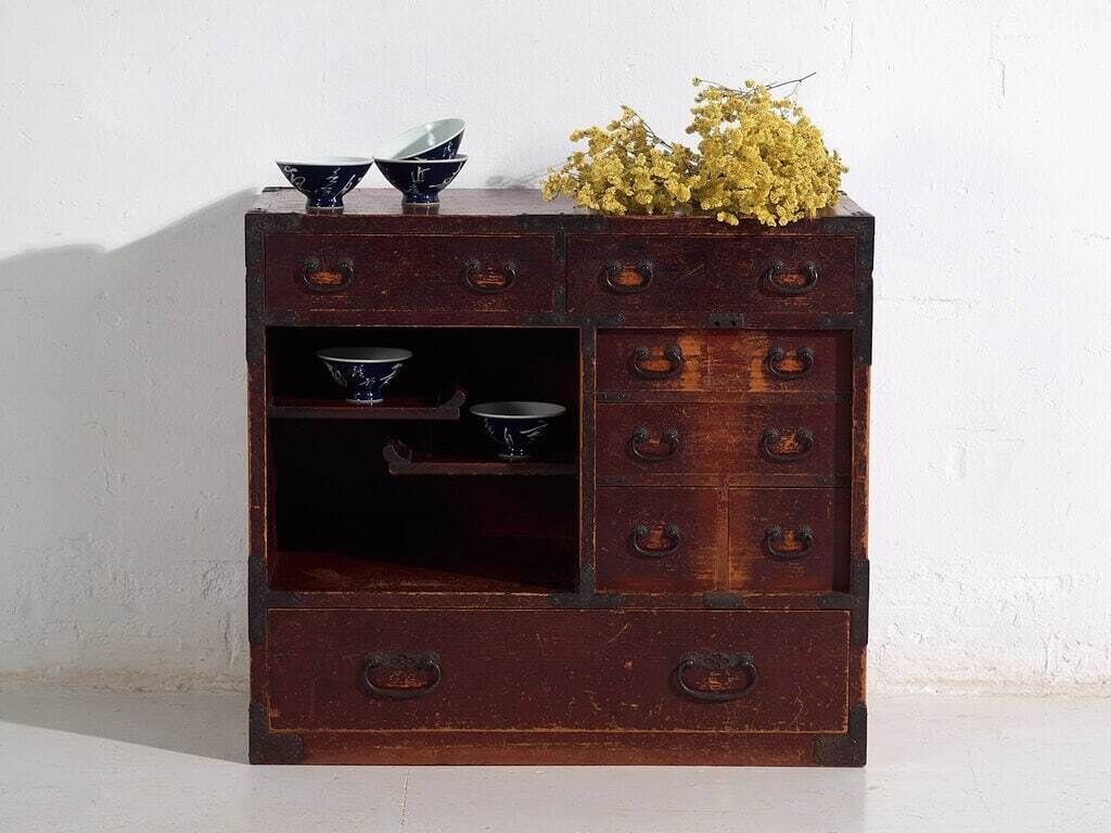 Antique Japanese Cedarwood Merchant's Chest (Choba Dansu), Meiji/Taishō Period (C. 1890 1920) #45
