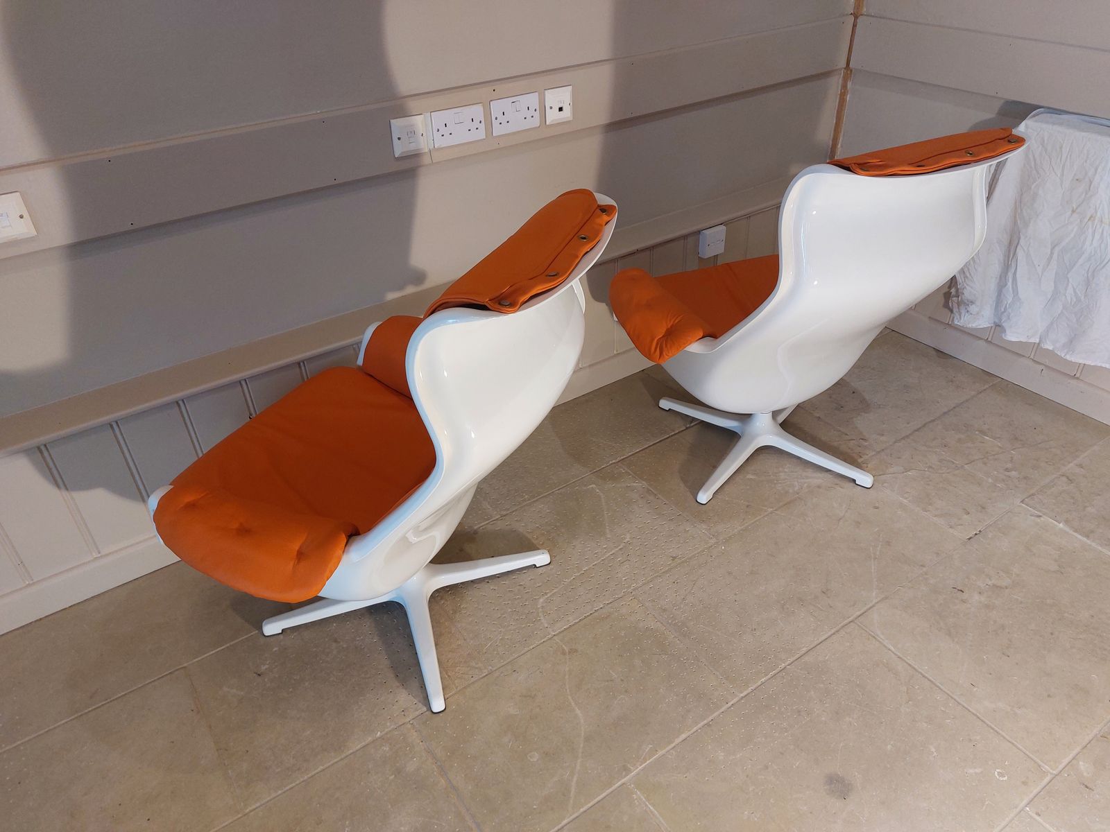 A Pair Of Galaxy Swivel Chairs, By Alf Svensson And Yngvar Sandström For Dux, 1970s photo Furniture