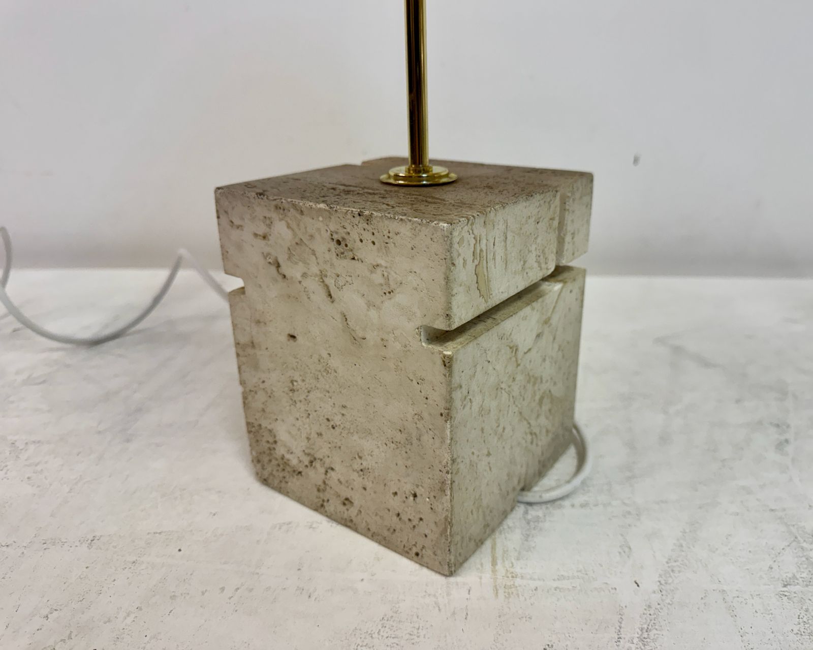 photo buy 1970s Italian Travertine Lamp By Fratelli Manelli