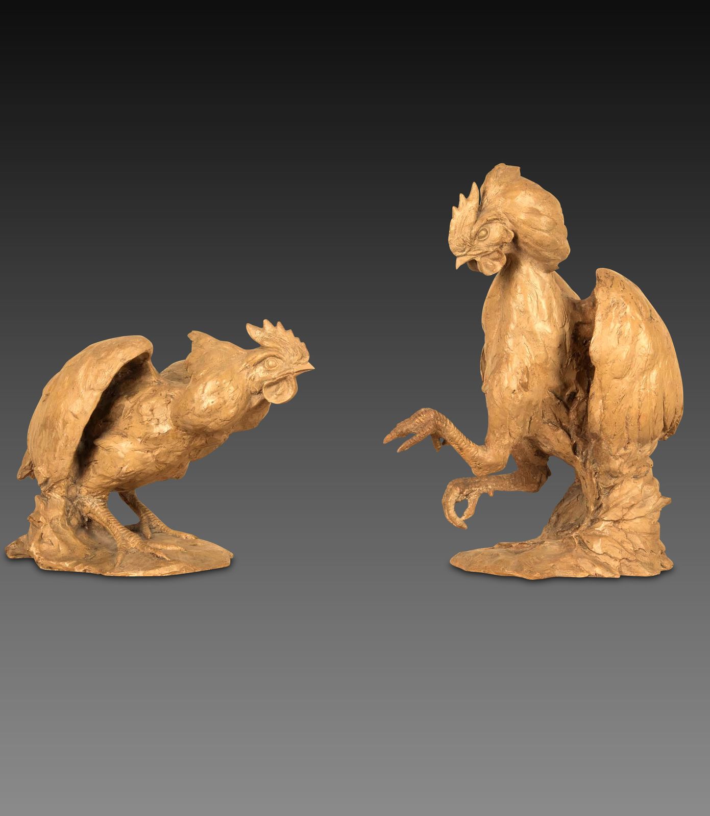 Pair Of 19th Century Italian Terracotta Cockerels