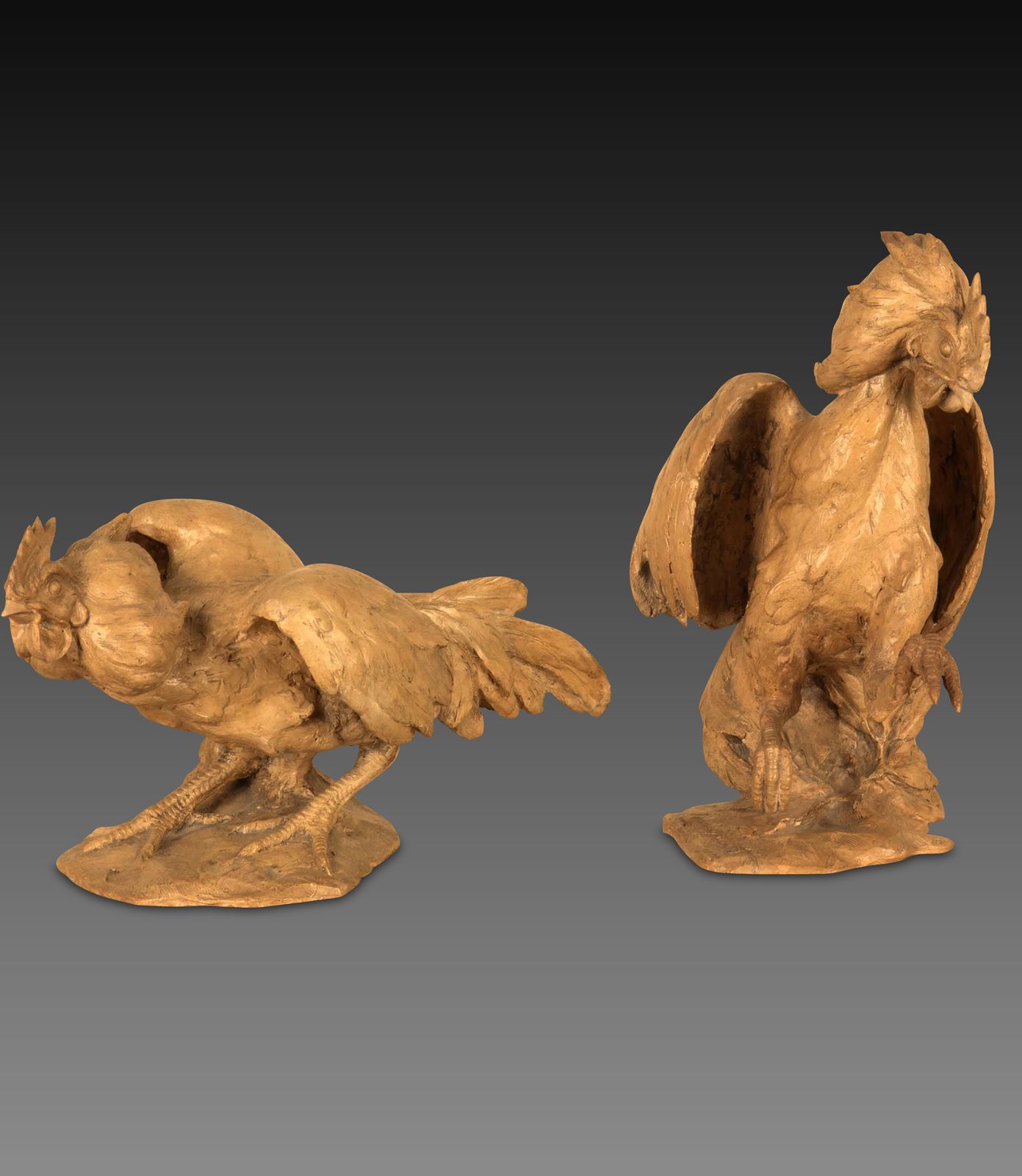Pair Of 19th Century Italian Terracotta Cockerels photo buy