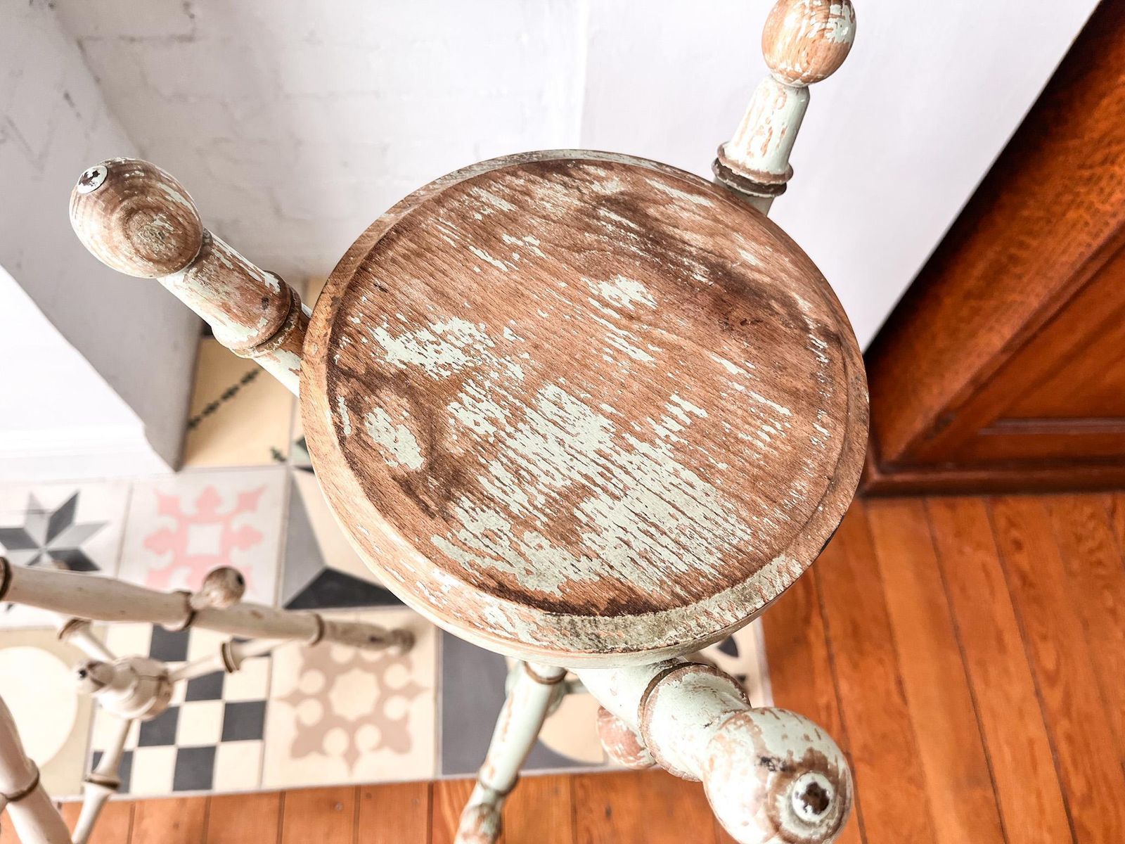 Home Decor French Antique Painted Faux Bamboo Plant Stand photo