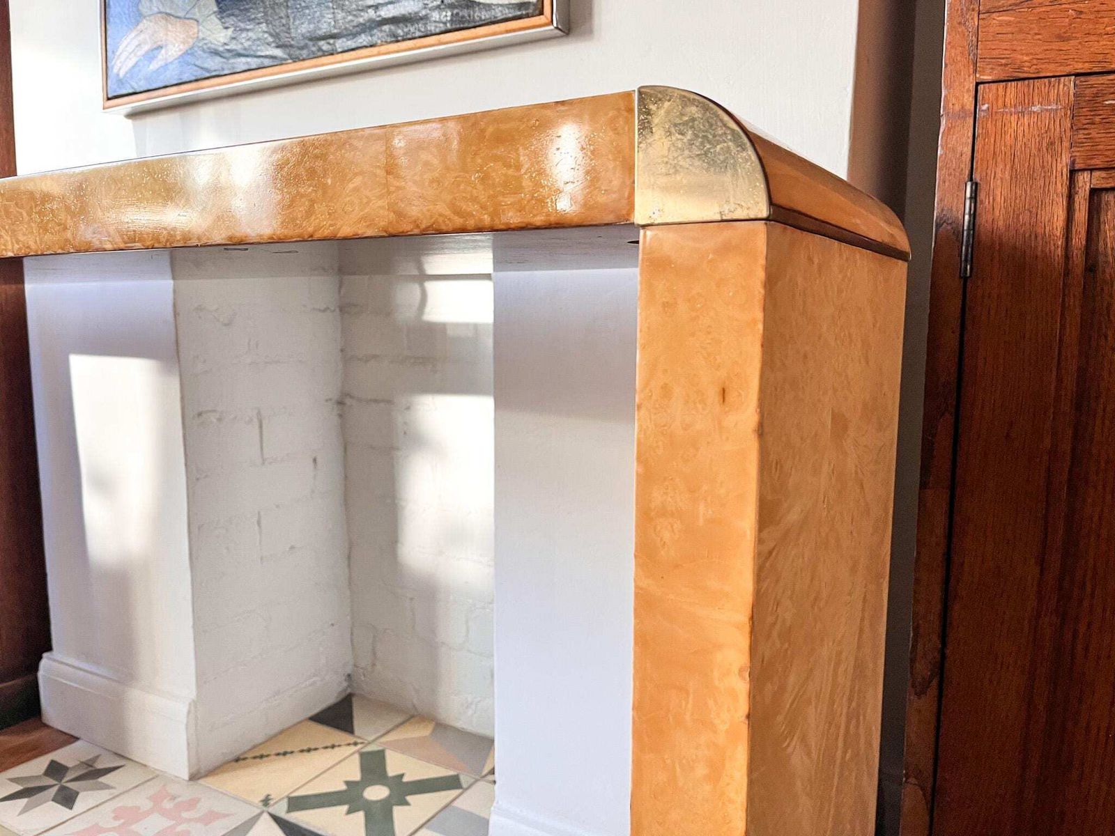 Italian Art Deco Style Burl Wood Console Table photo 1050.0