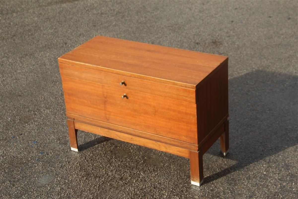 Small Nightstands Table In Teak Wood Mim Roma 1960s Ico Parisi Design Aluminum photo for sale