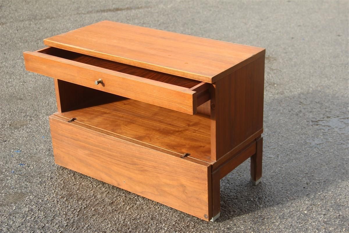 Small Nightstands Table In Teak Wood Mim Roma 1960s Ico Parisi Design Aluminum photo Furniture