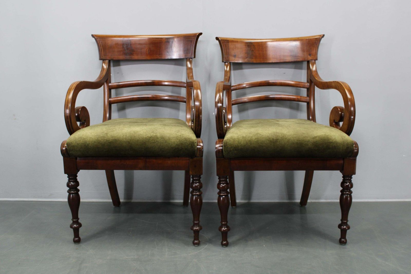 French Art Deco Walnut Dining Chair Set With Armchairs, France 1930s photo for sale