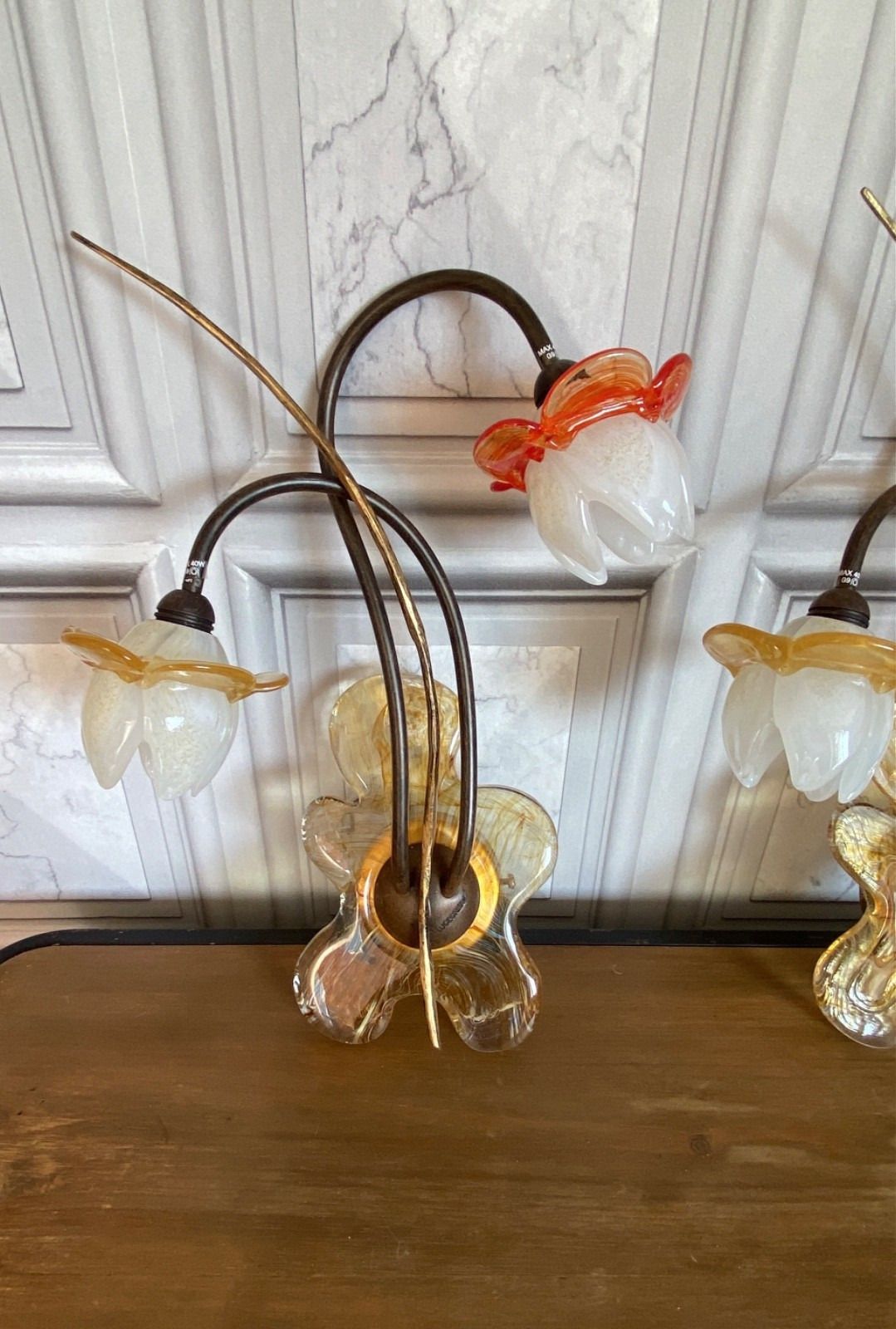Murano Glass Italian Design Floral Wall Lights By Luce Crea photo for sale