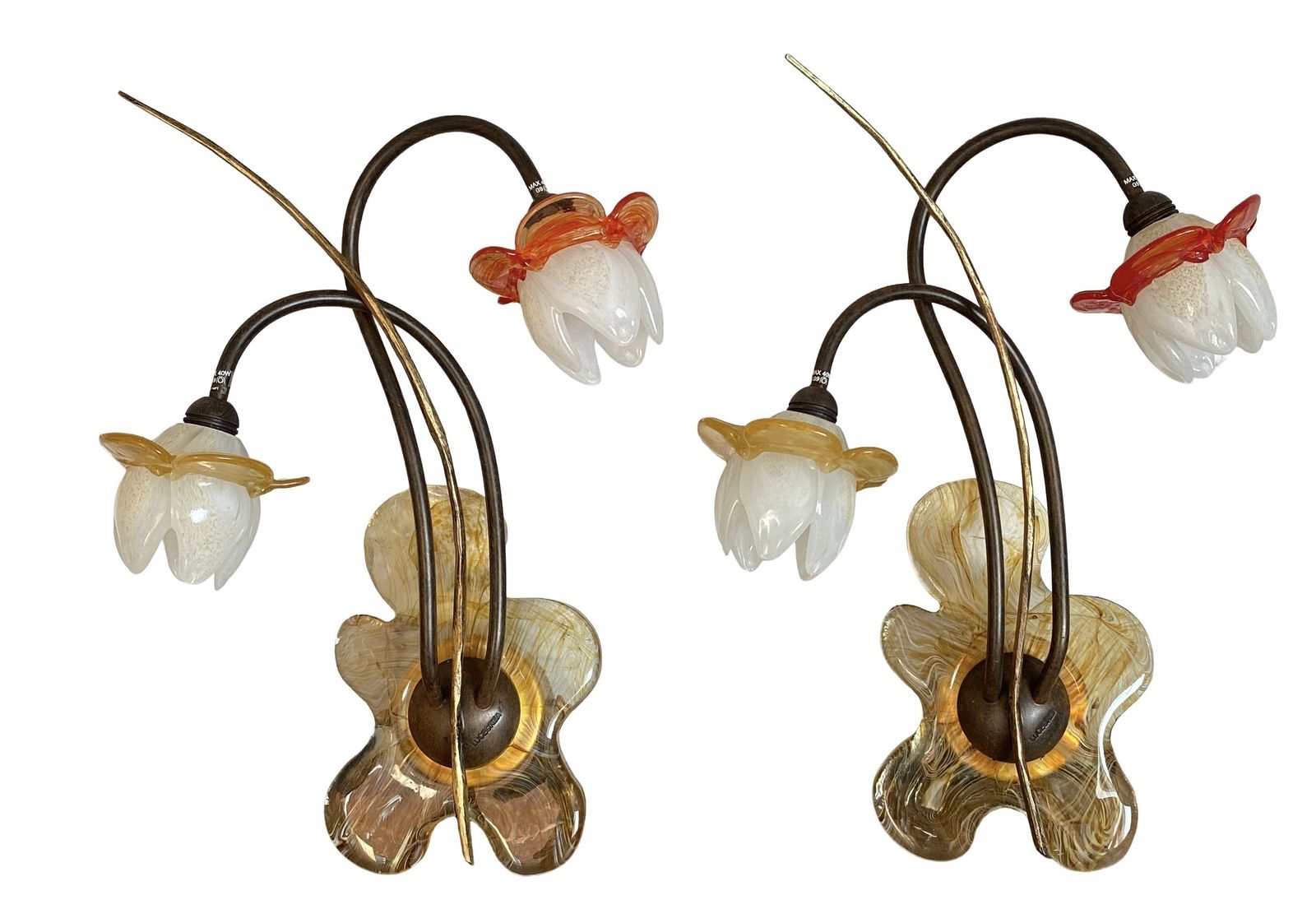 Murano Glass Italian Design Floral Wall Lights By Luce Crea