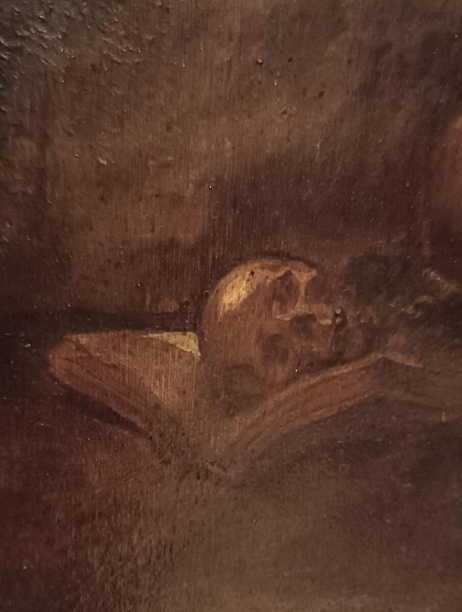 photo for sale Antique Oil Painting On Canvas Depicting Saint Francis In Ecstasy