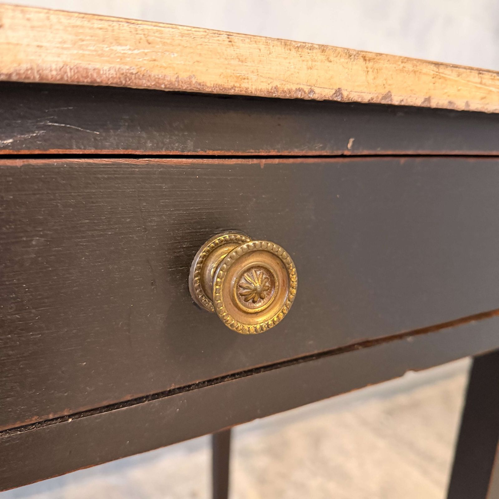 Late Georgian Side Table With Two Drawers And Hand Painted Geometric Top C.1820 photo buy