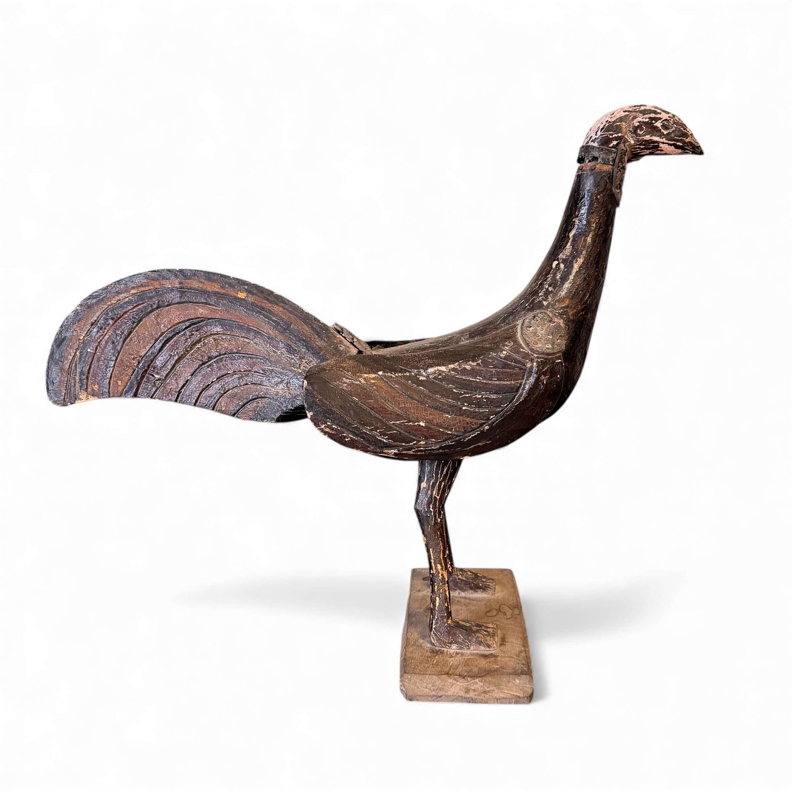 Antique Carved Wooden Stylised Bird Sculpture — Scandinavian / Nordic