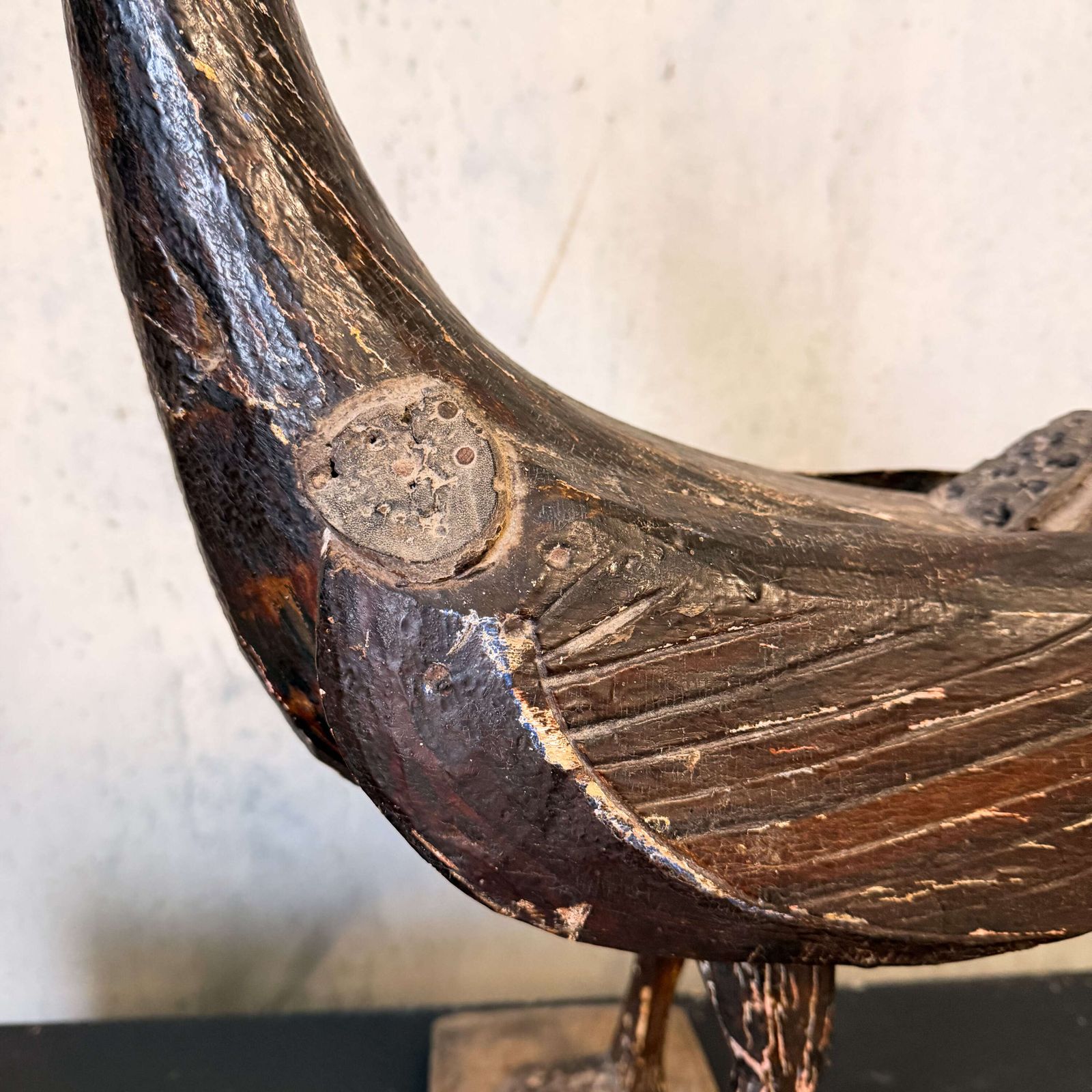 photo furniture Antique Carved Wooden Stylised Bird Sculpture — Scandinavian / Nordic