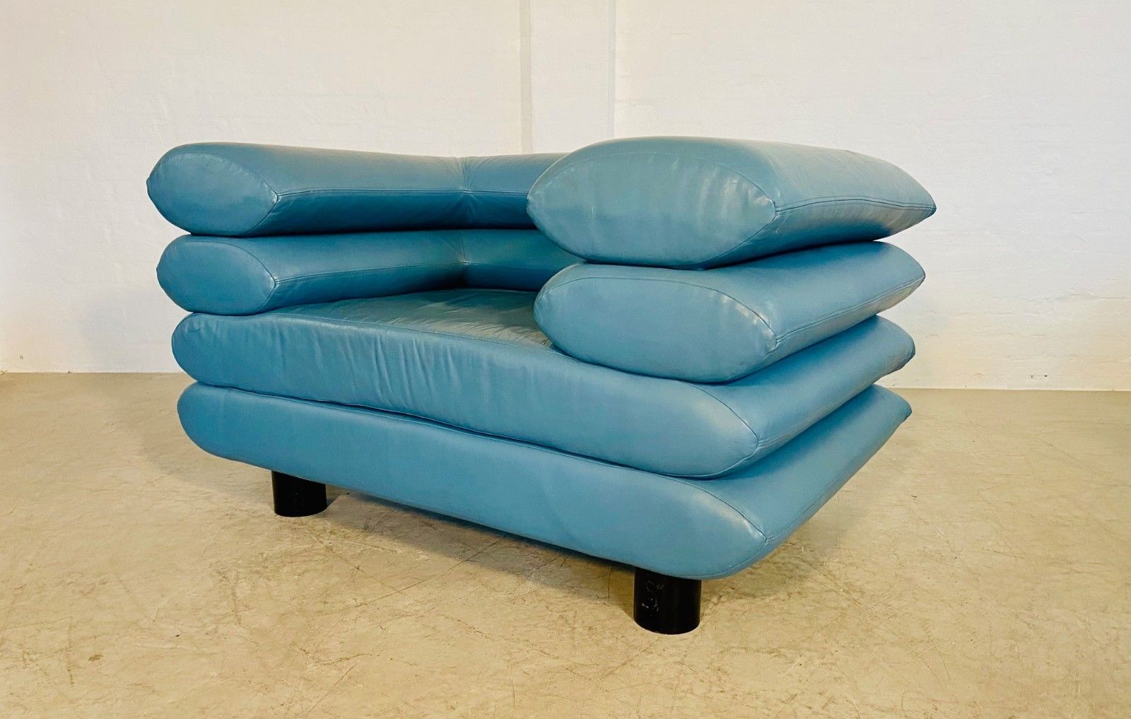 Furniture Vintage Retro Swedish Lounge Chair In Turquoise Leather photo