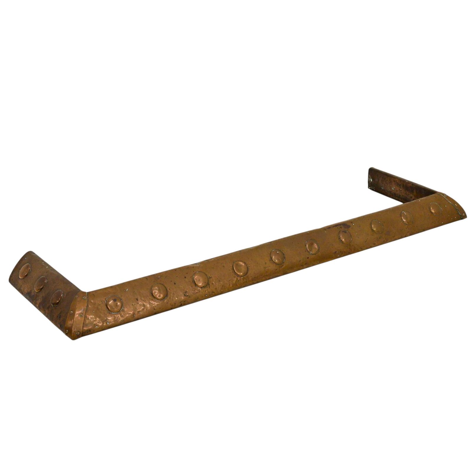 Antique Arts And Crafts Beaten Copper Fireplace Fender