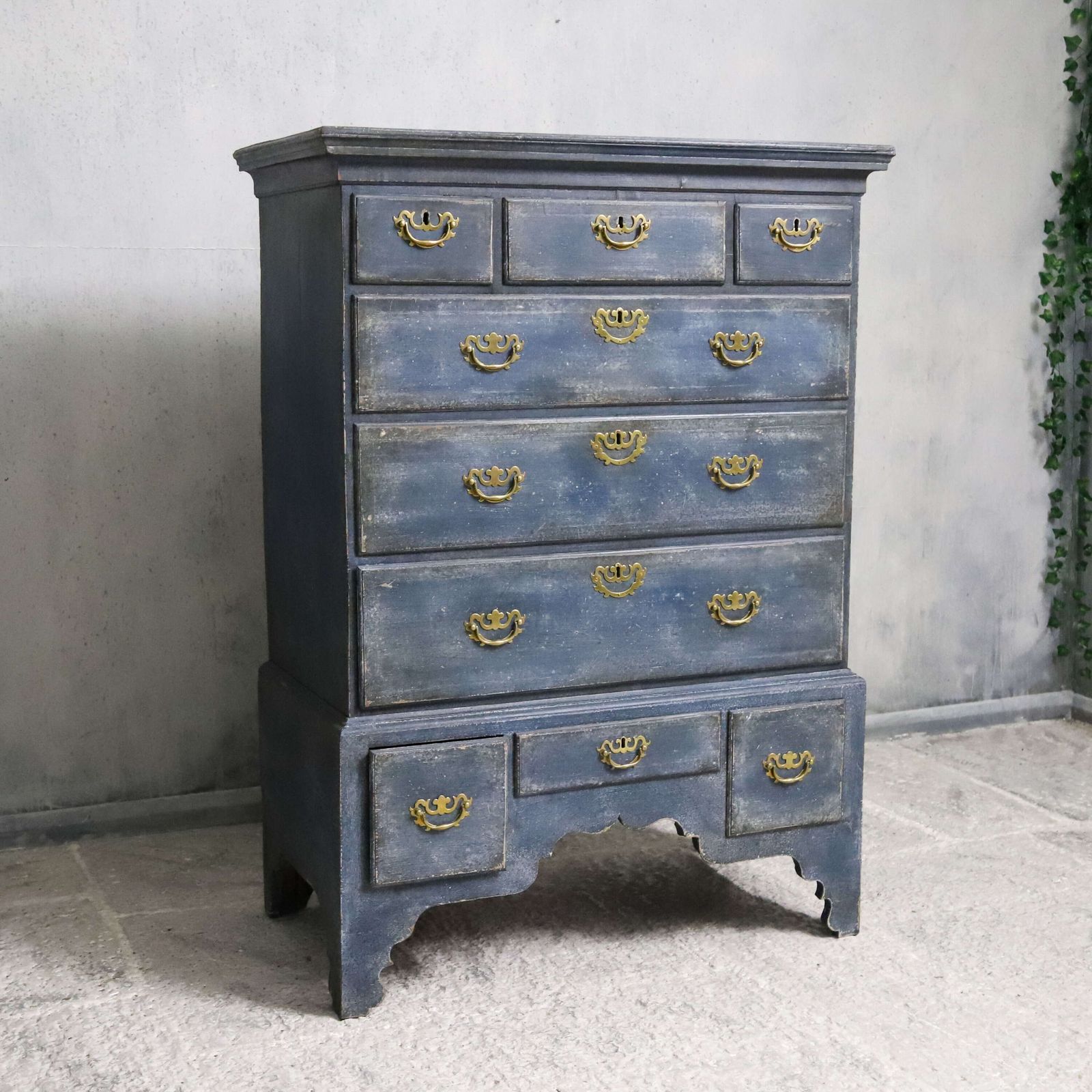 Georgian Chest On Stand C.1760 1780 In Distressed Mottled Blue Finish photo for sale