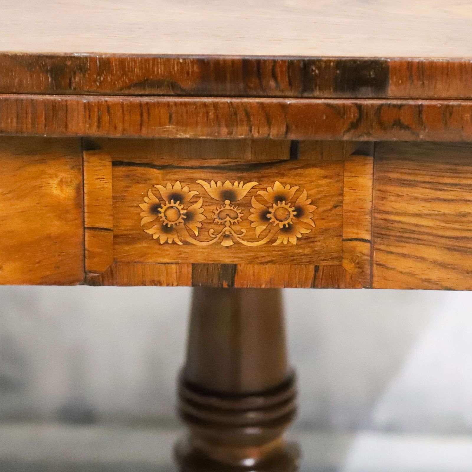 Regency Rosewood Tea Table With Fold Over Top And Original Brass Castors photo vinterior