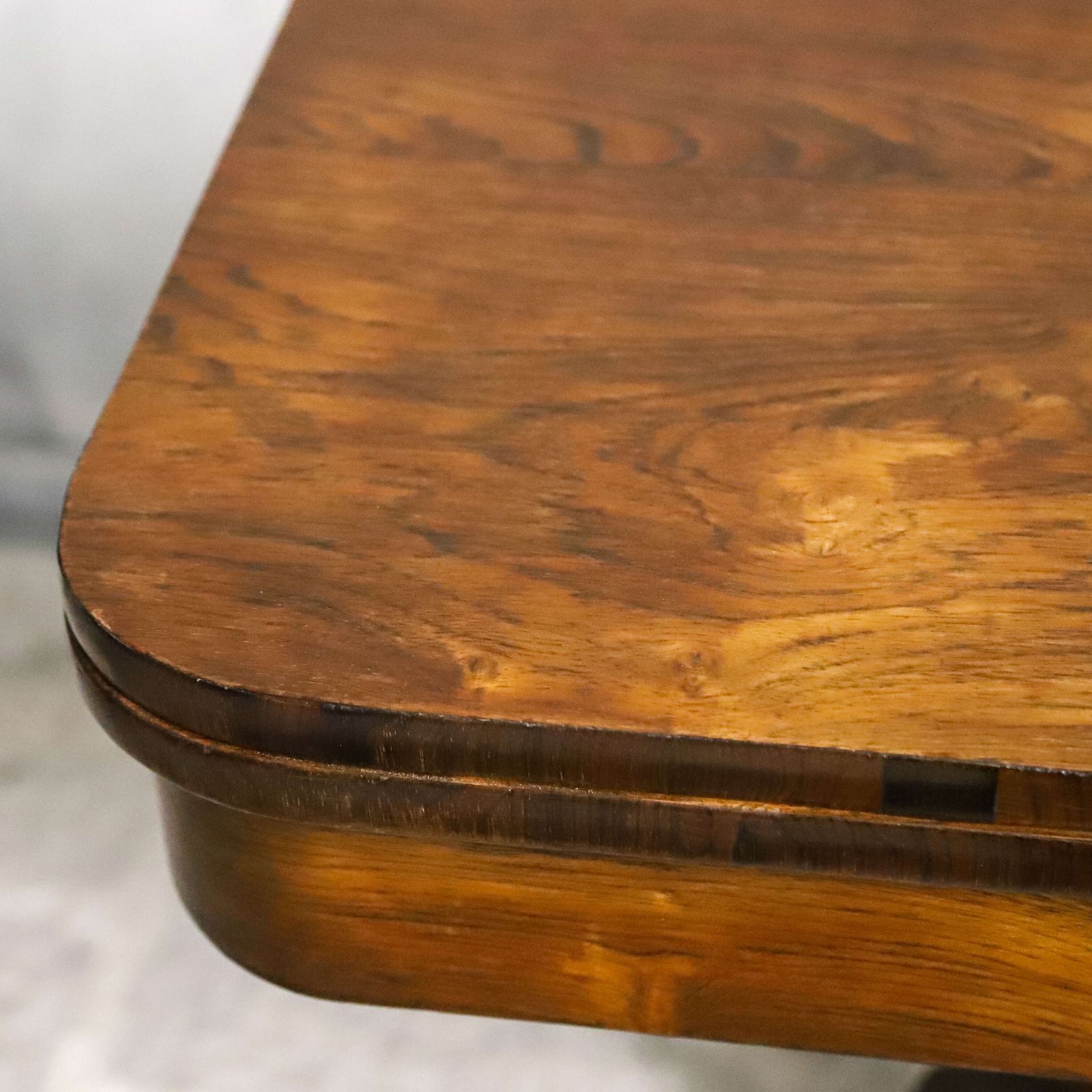 Furniture Regency Rosewood Tea Table With Fold Over Top And Original Brass Castors photo