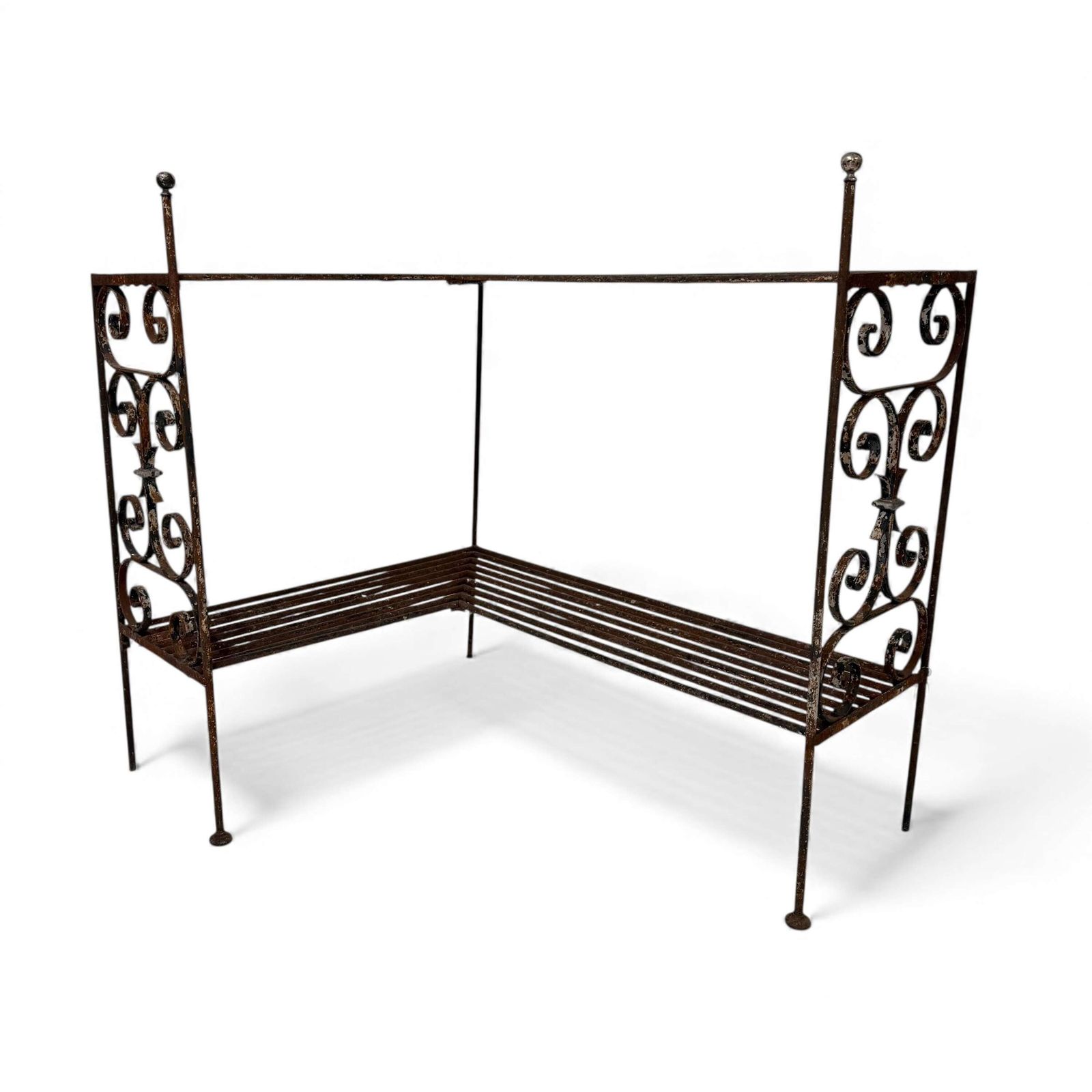 Antique Wrought Iron L Shaped Garden Shelving Unit photo furniture