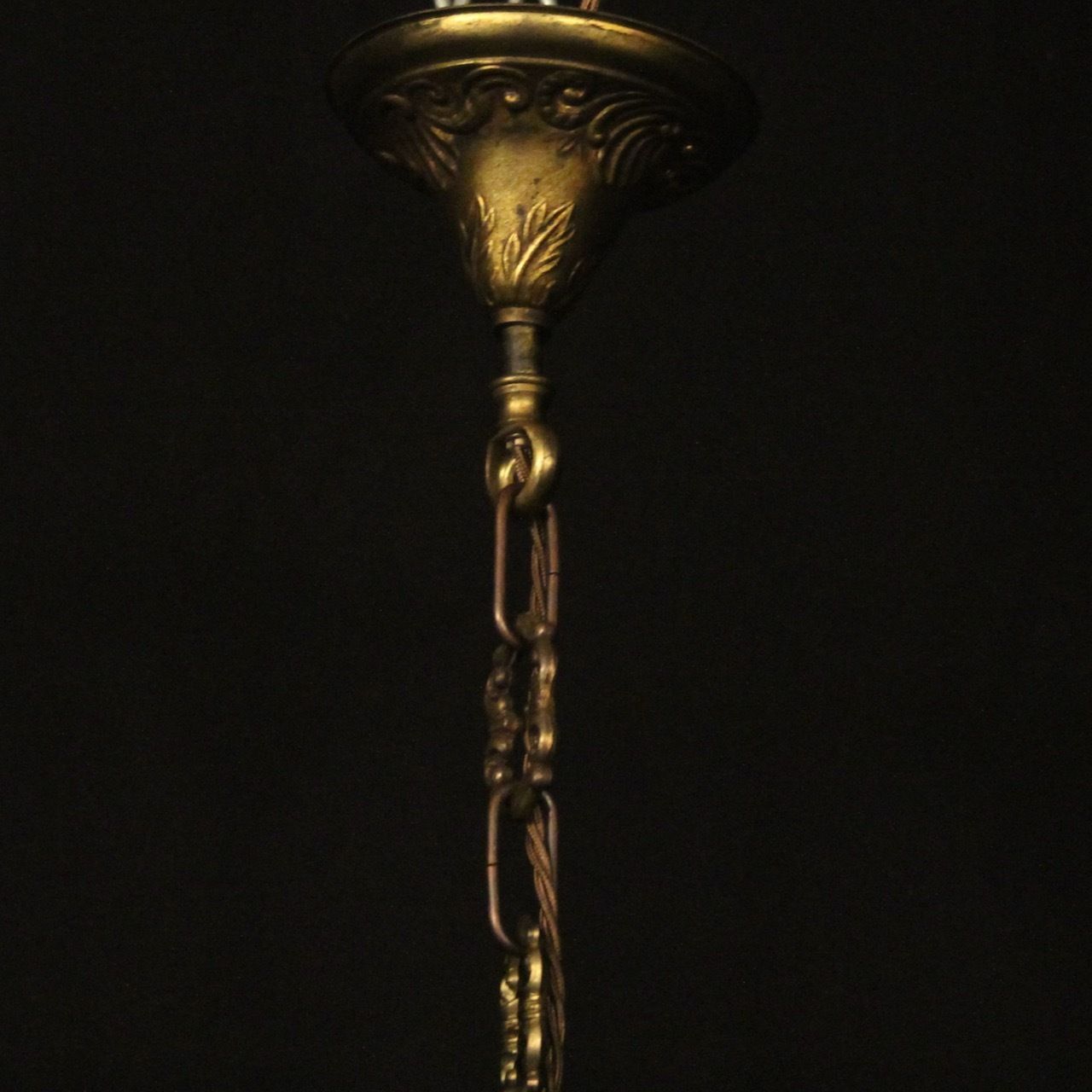 French Bronze Triple Light Hall Antique Lantern photo vinterior