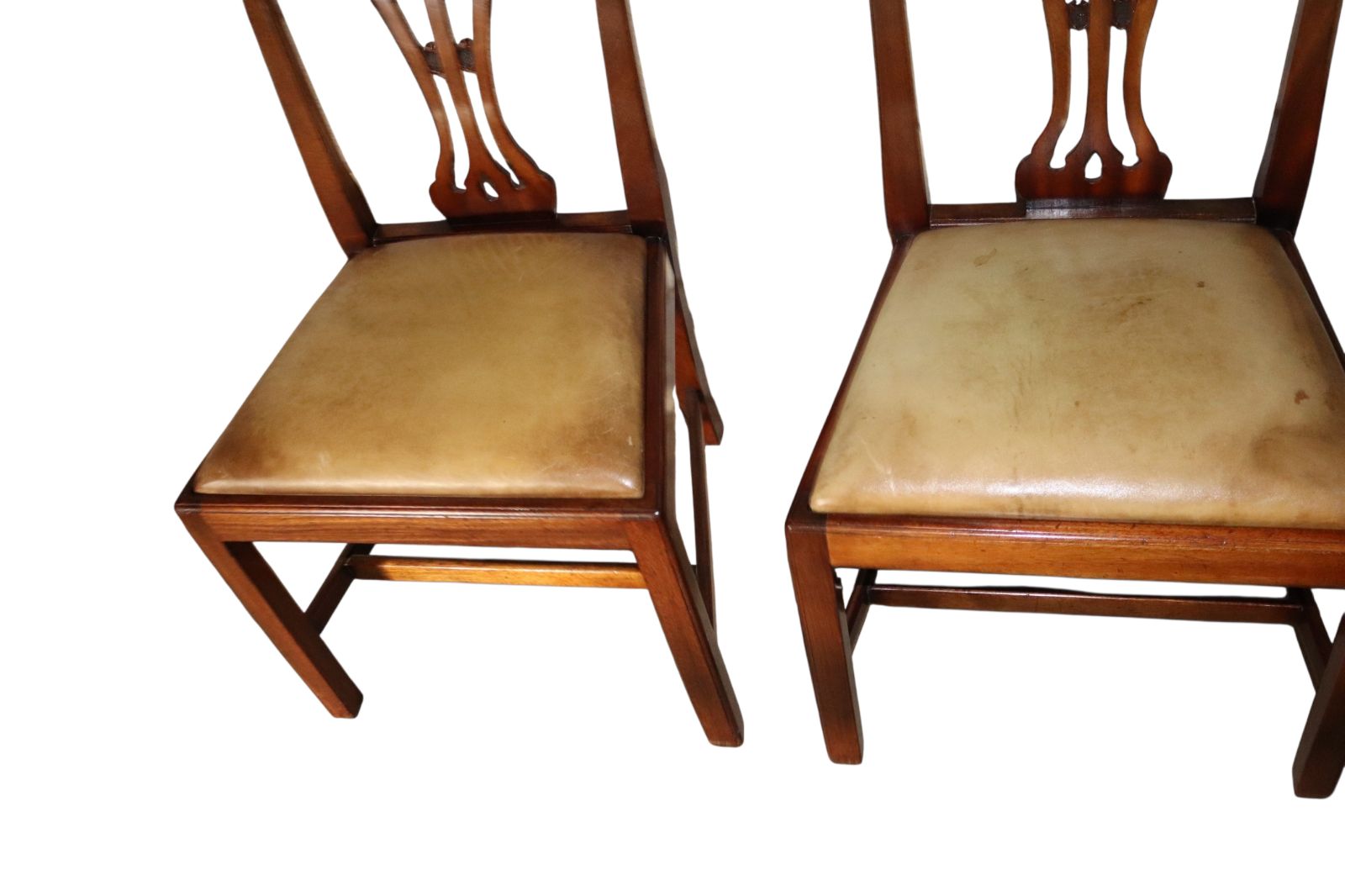 Set Of 6 Chippendale Style Mahogany Leather Seat Dining Chairs photo furniture