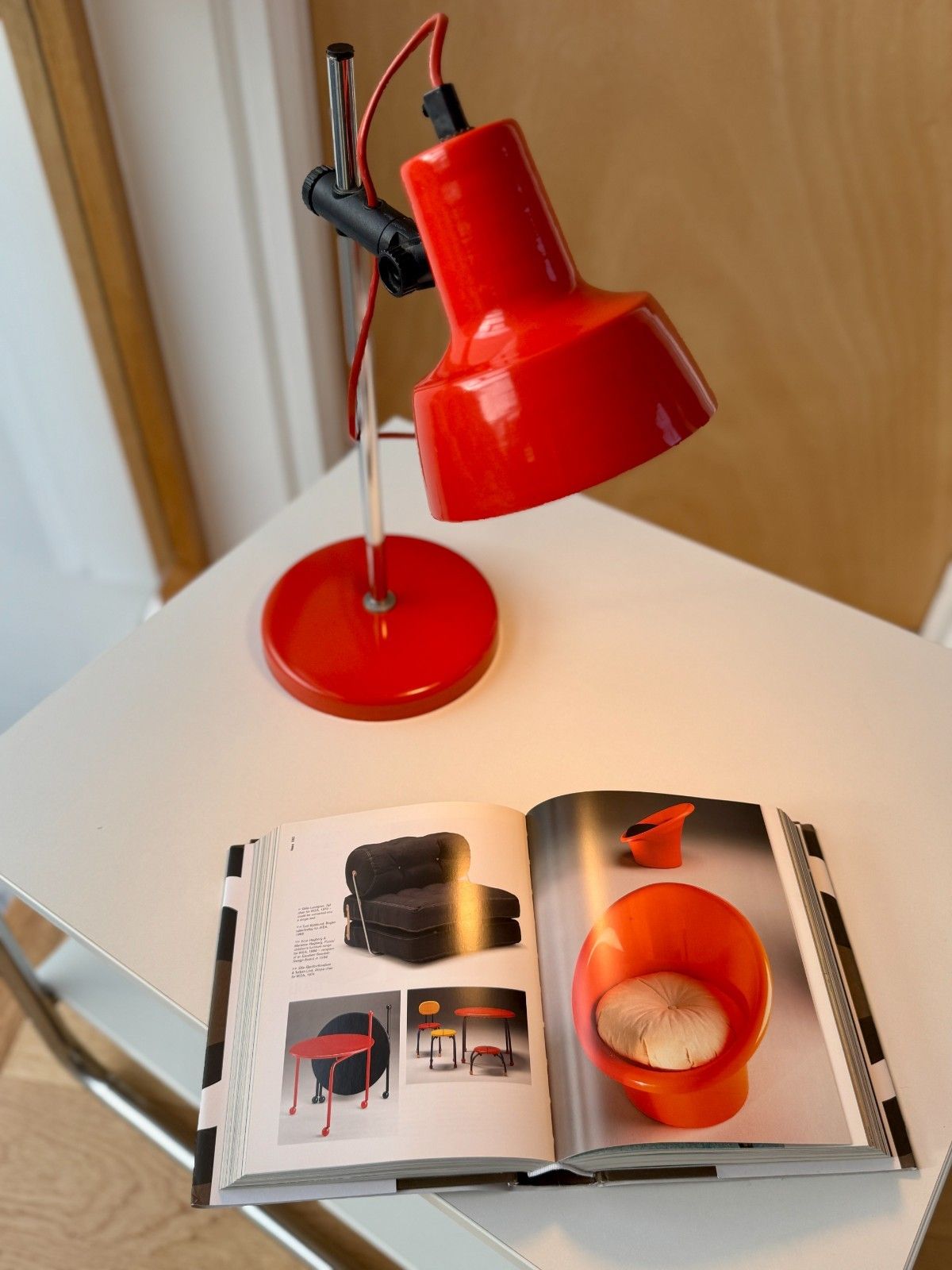 1980's Adjustable Orange Desk Lamp By Moda Of Denmark photo vintage