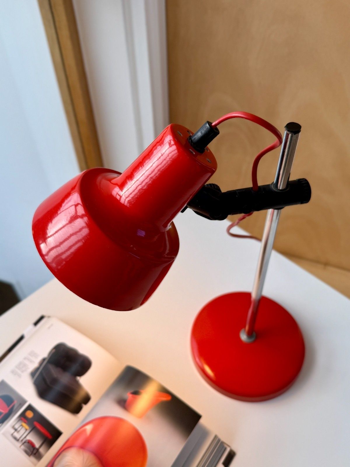 photo furniture 1980's Adjustable Orange Desk Lamp By Moda Of Denmark