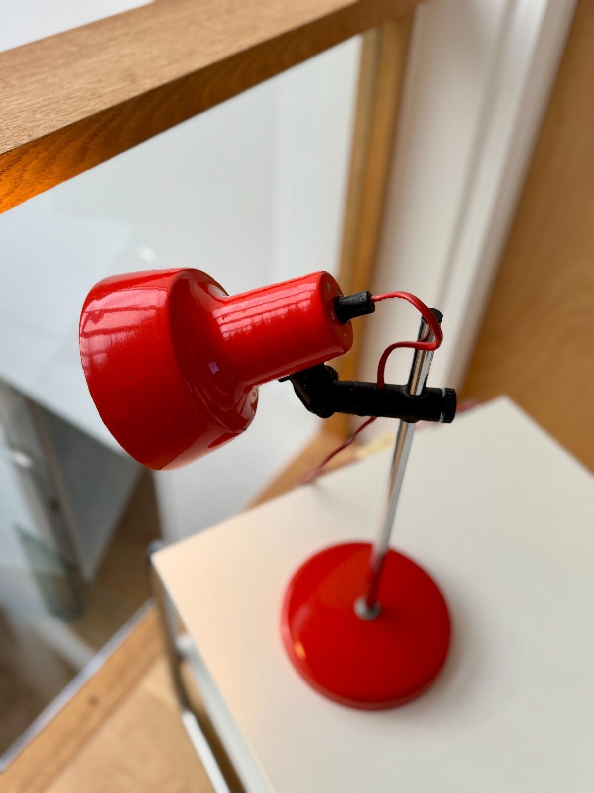 photo for sale 1980's Adjustable Orange Desk Lamp By Moda Of Denmark
