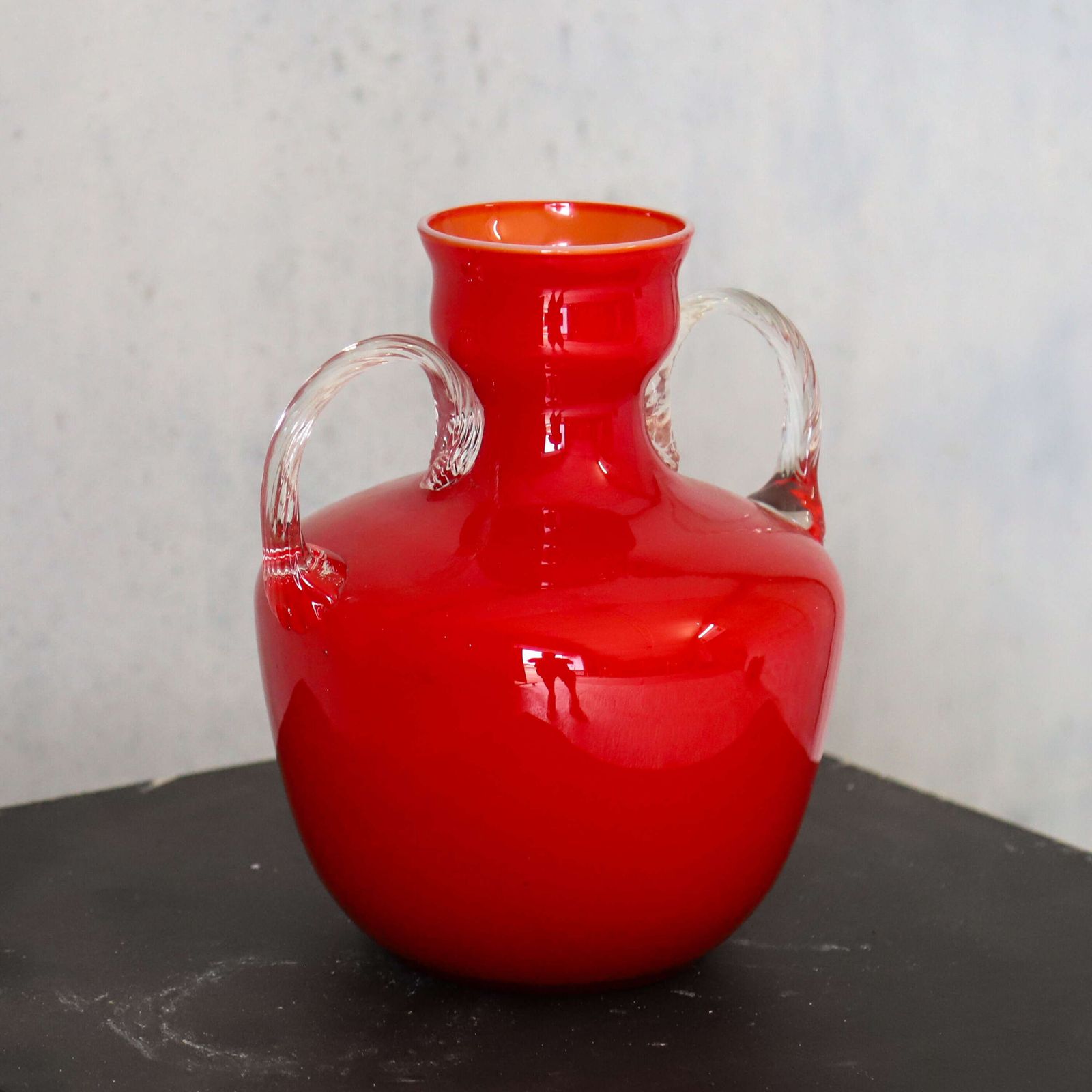 Carlo Moretti Red Glass Vase, Mid 20th Century photo for sale
