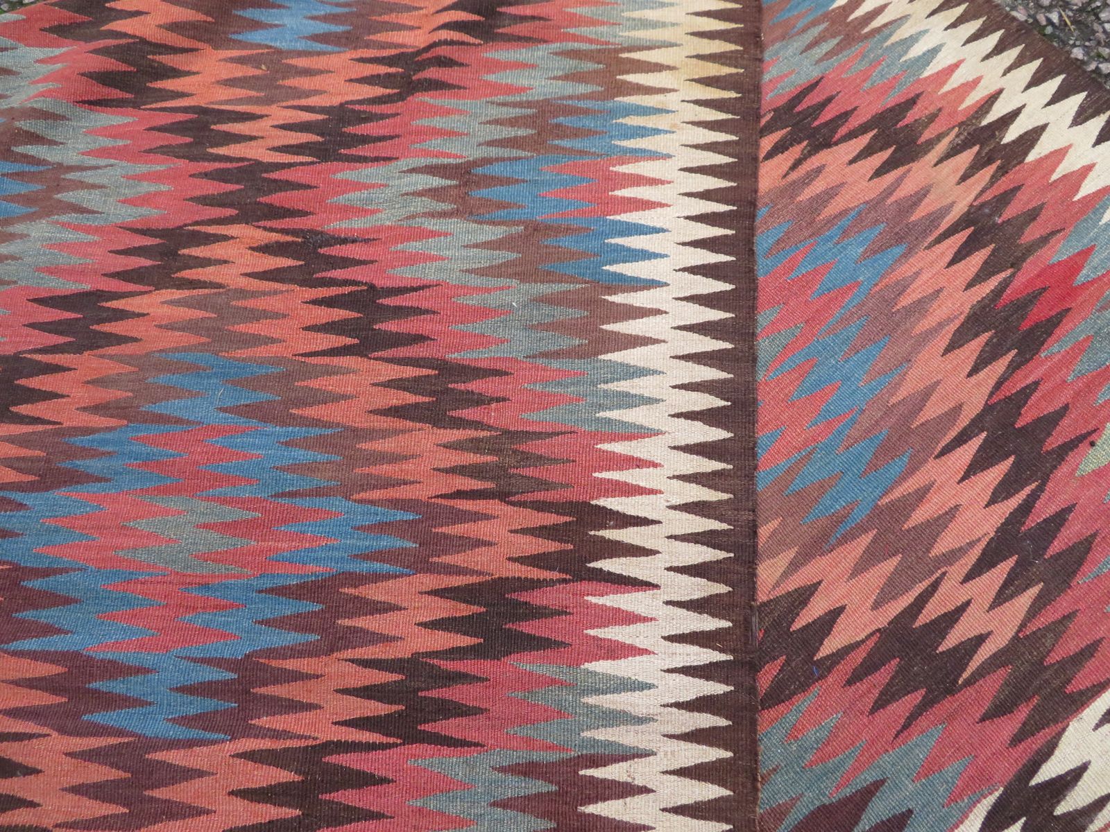 photo for sale Rare Design Azerbaijan Mianeh Long Kilim Rug. 303cm X 120cm.