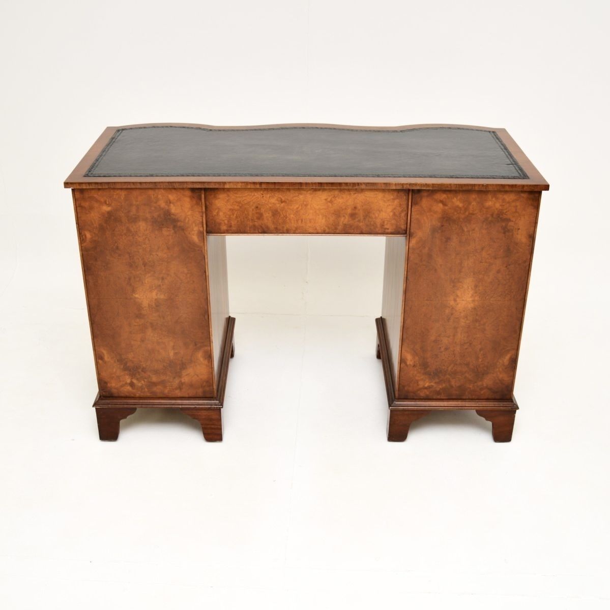 Furniture Antique Burr Walnut Leather Top Pedestal Desk photo