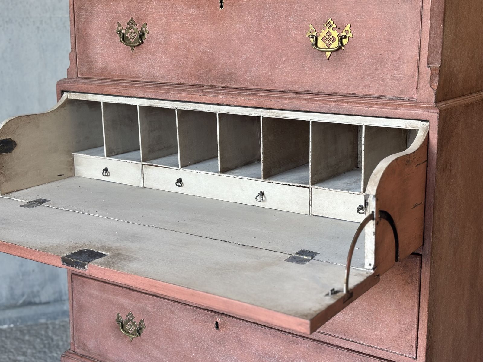 photo for sale 18th Century George III Period Painted Mahogany Secretaire Tallboy