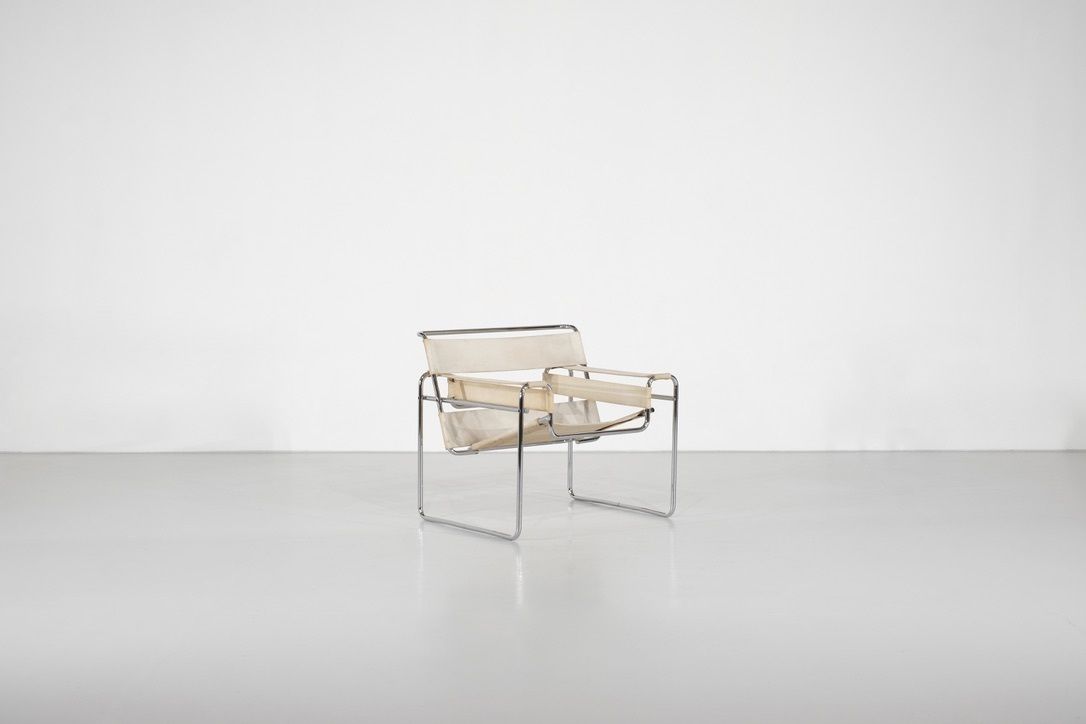 Furniture Armchair " B3 Wassily " Fabric By Marcel Breuer For Gavina, 1925s. photo