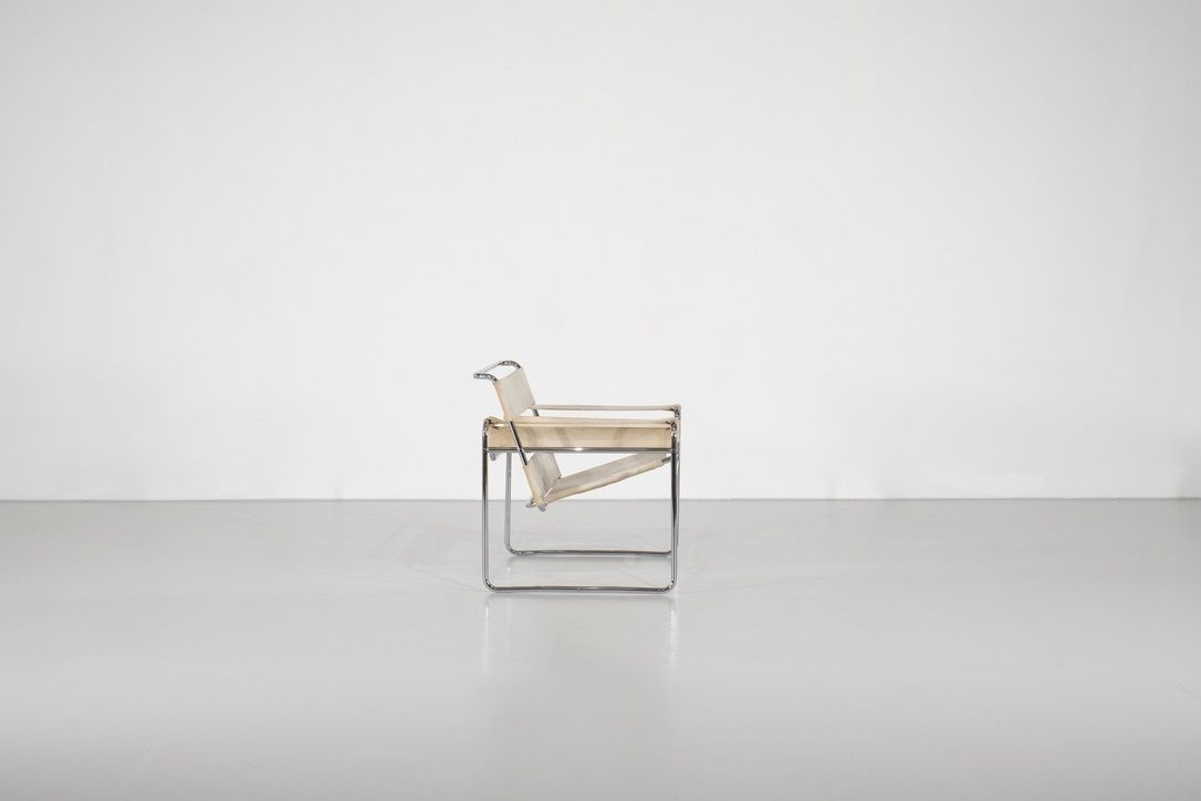 1050.0 Armchair " B3 Wassily " Fabric By Marcel Breuer For Gavina, 1925s. photo