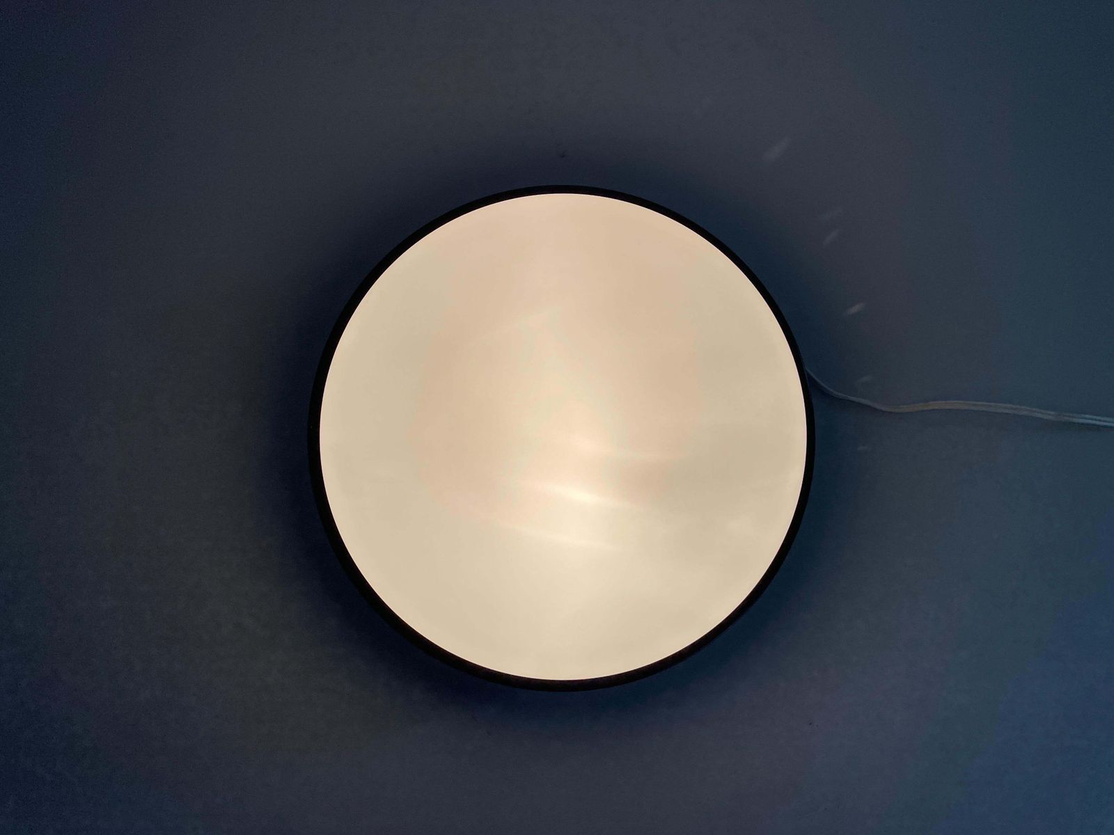 photo furniture Glass And Black Metal Flush Mount Light By Greco Illuminazione, 1950s, Italy