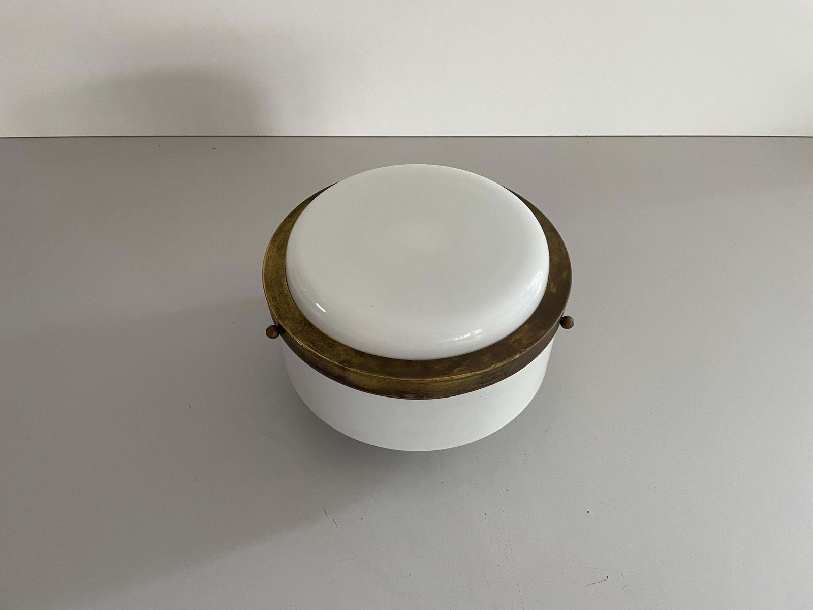 Round Opaline Glass Flush Mount Light By Minilumi Design, 1960s, Italy photo 1750.0