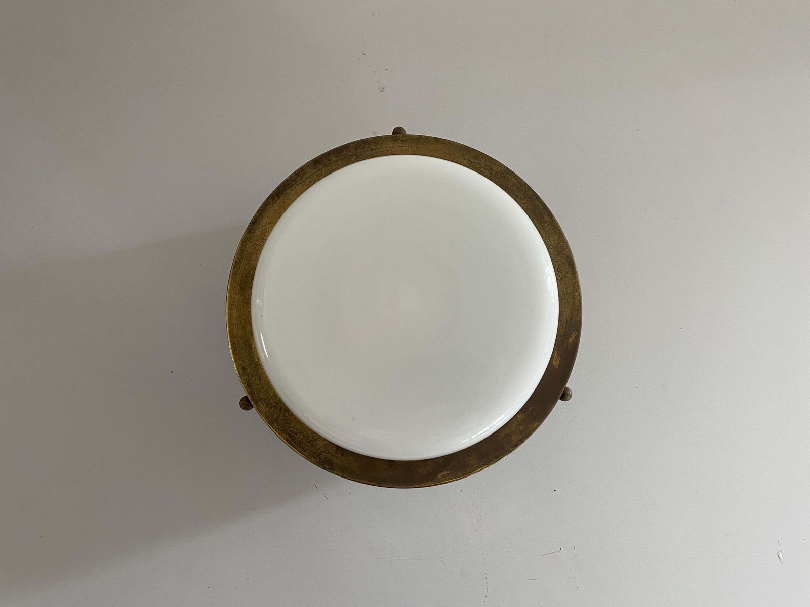 Round Opaline Glass Flush Mount Light By Minilumi Design, 1960s, Italy photo buy