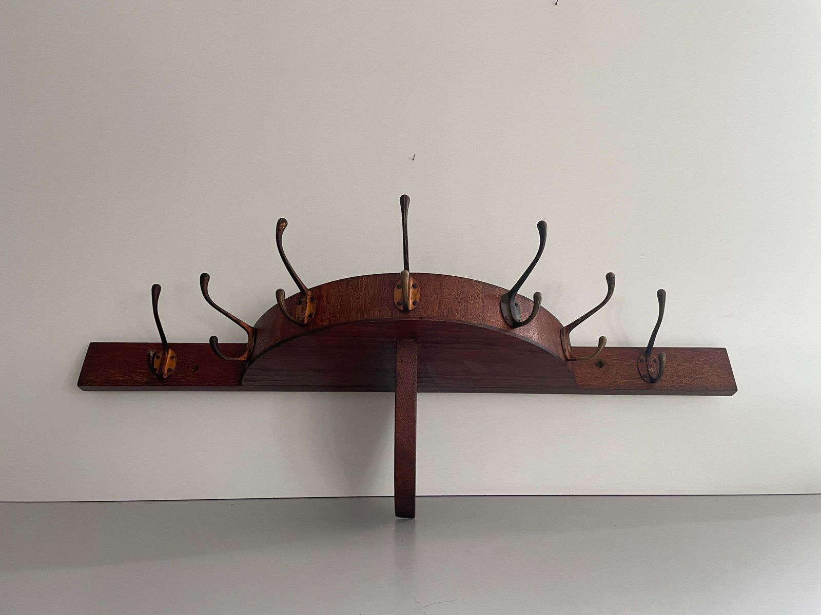 Mid Century Modern Large Wood Clothes Hanger And Shelf, 1960s, France photo for sale