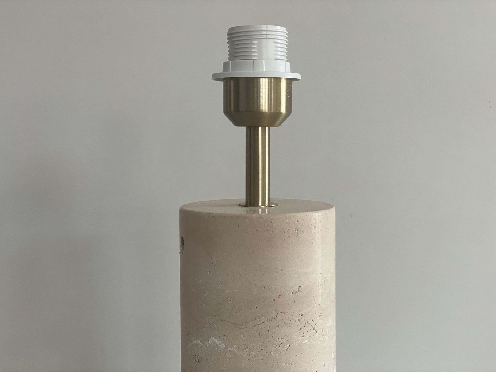 photo furniture Cylindrical Design Travertine Pair Of Table Lamps, 1980s, Italy