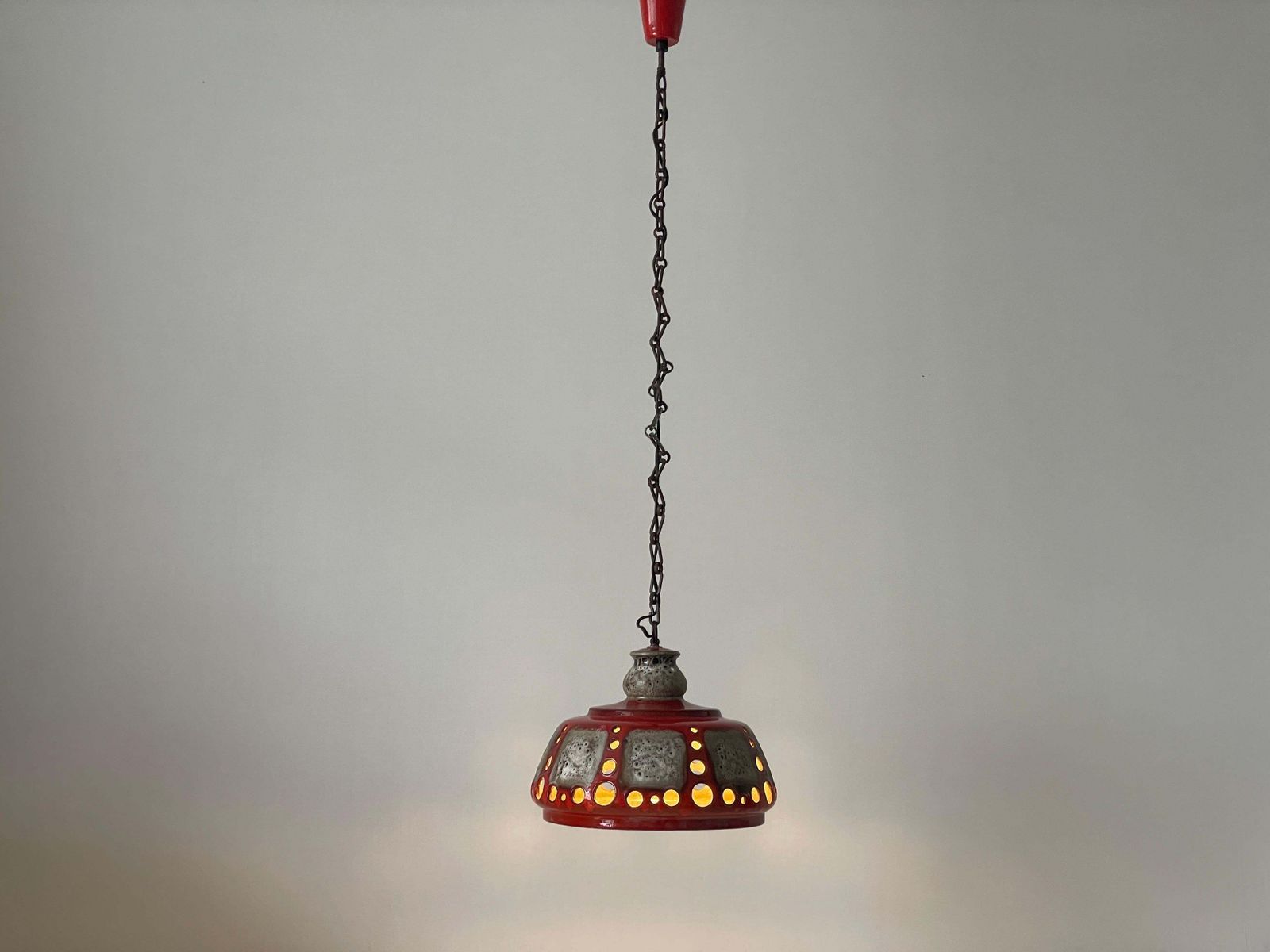 photo vinterior Red And Grey Ceramic Ceiling Lamp By Pan Leuchten, 1970s, Germany