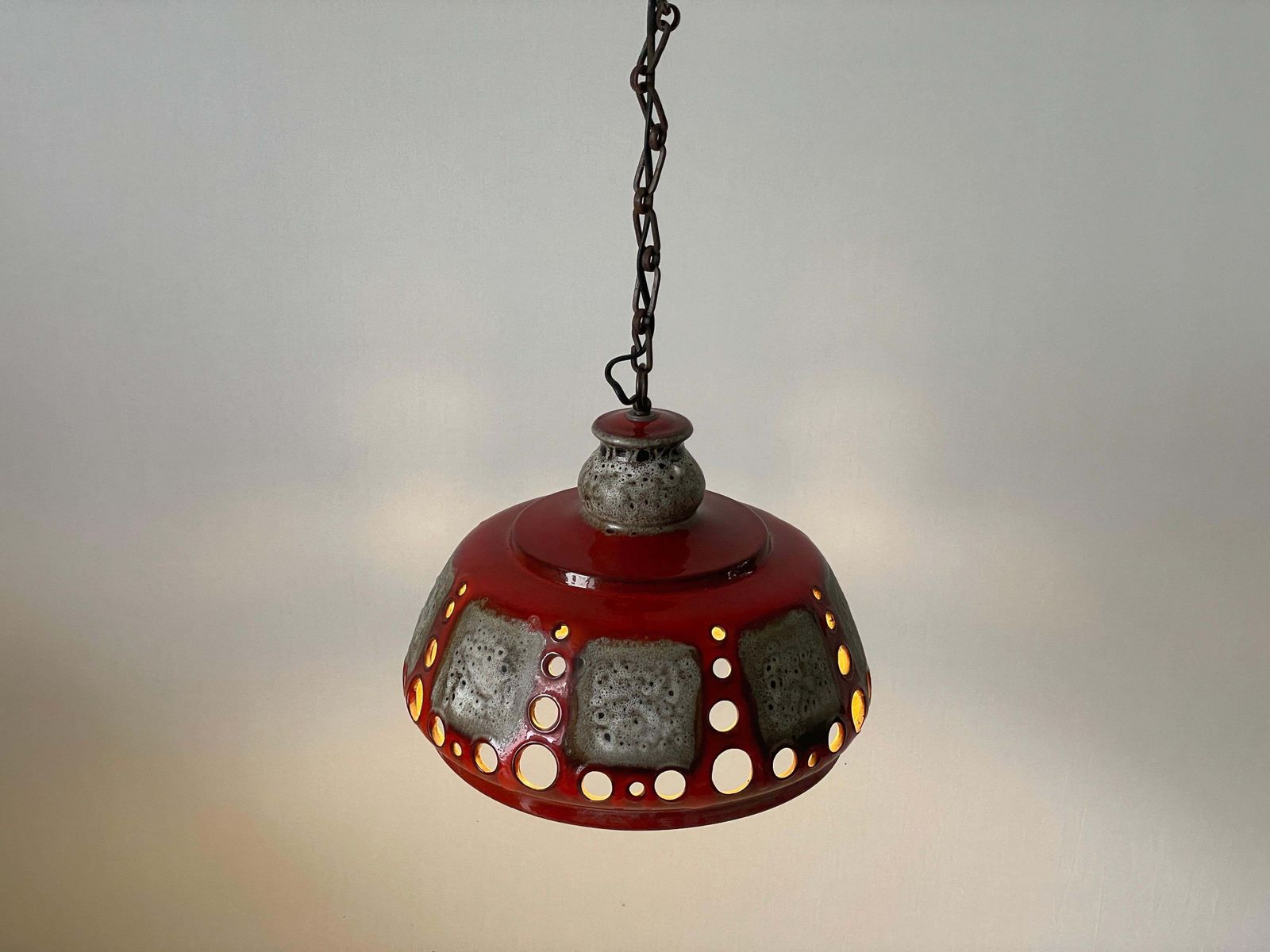 photo buy Red And Grey Ceramic Ceiling Lamp By Pan Leuchten, 1970s, Germany