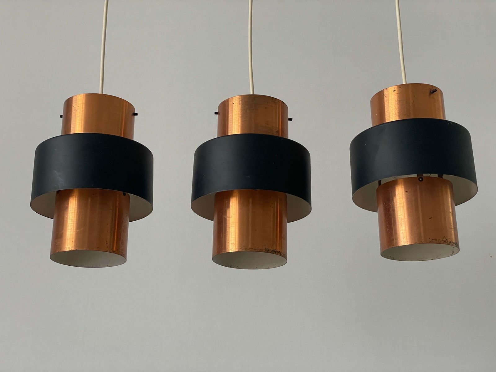 3 Head Enameled Black And Gold Coloured Metal Ceiling Lamp, 1970s, Germany photo 885.0