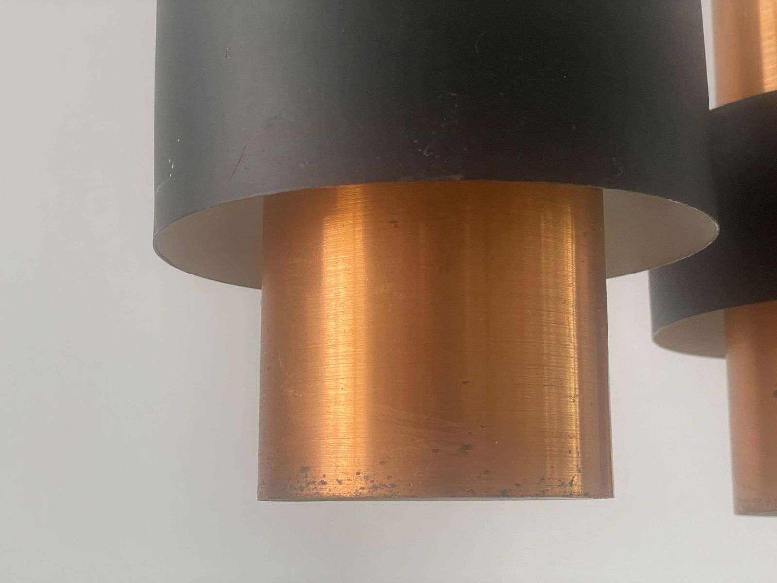 photo furniture 3 Head Enameled Black And Gold Coloured Metal Ceiling Lamp, 1970s, Germany