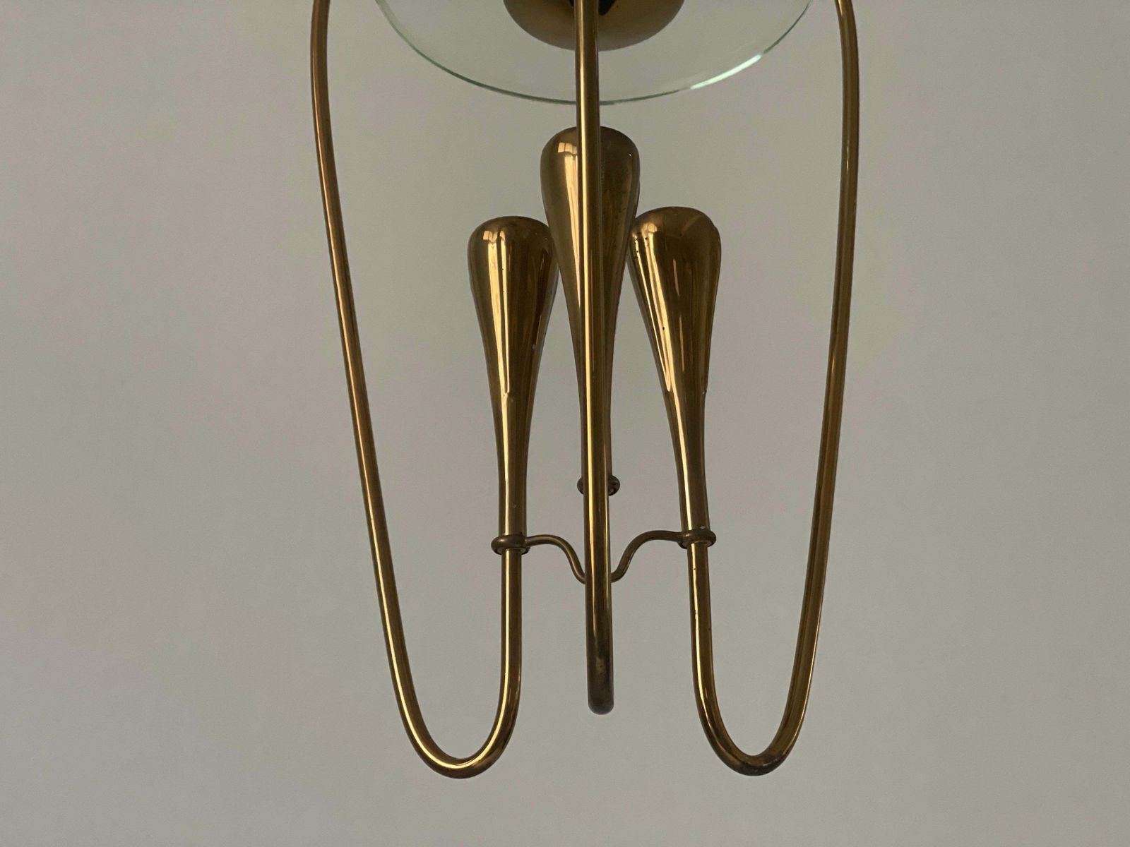 Brass And Glass Chandelier By Pietro Chiesa For Fontana Arte, 1950s, Italy photo vintage
