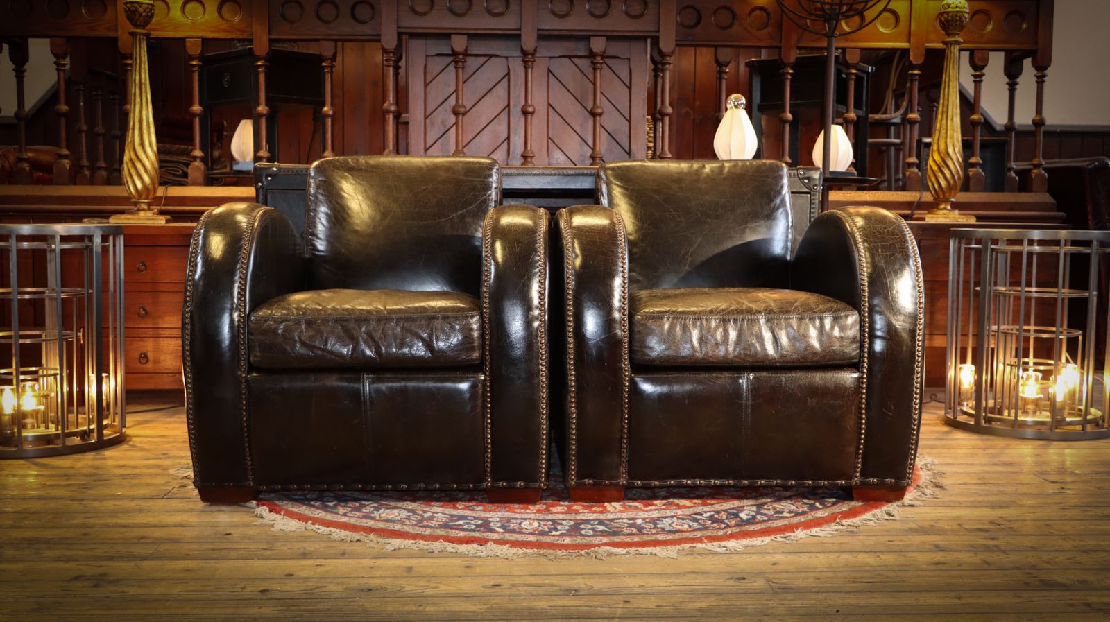 Sublime Pair Timothy Oulton Rockefeller Leather Armchairs Cigar Club Rare