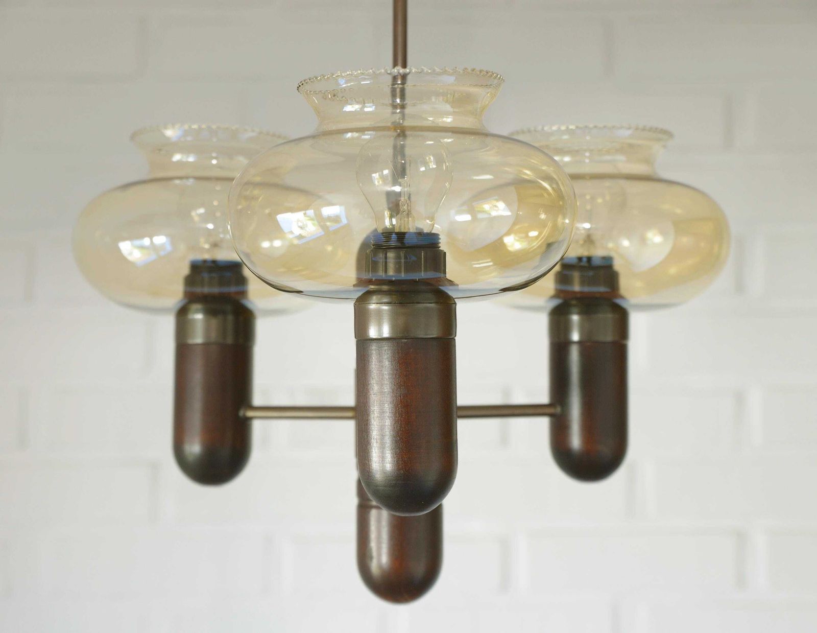 Vintage Pendant Light / Mid Century Rustic Lamp / Wooden Hanging Lamp / Colonial Chandelier From 1970's photo Lighting