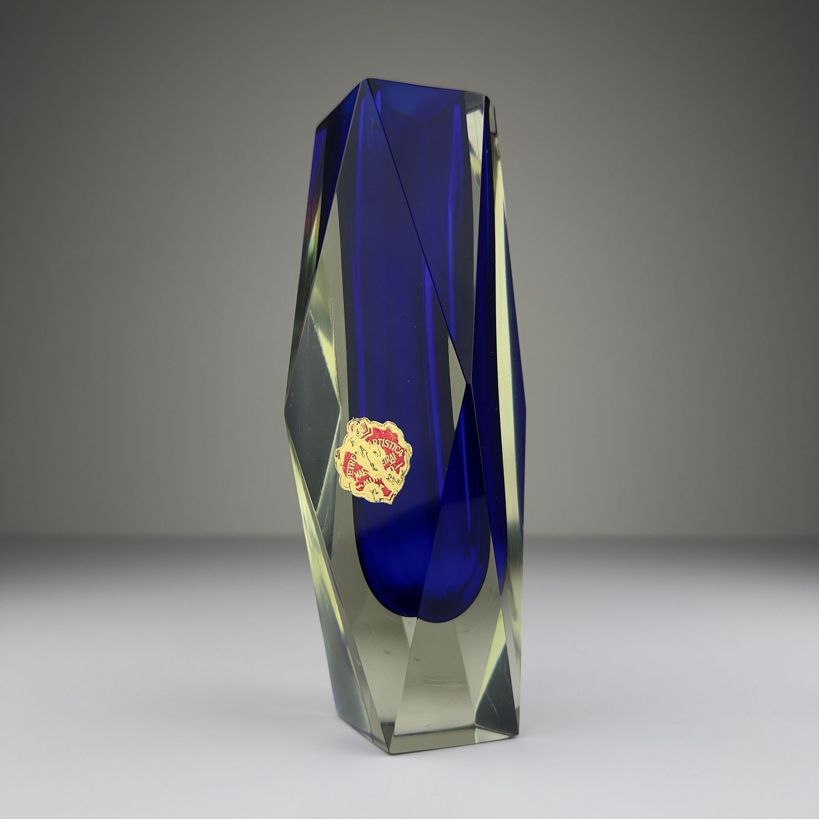 Home Decor Vintage Sommerso Blue Murano Vase, Italy 1970s photo