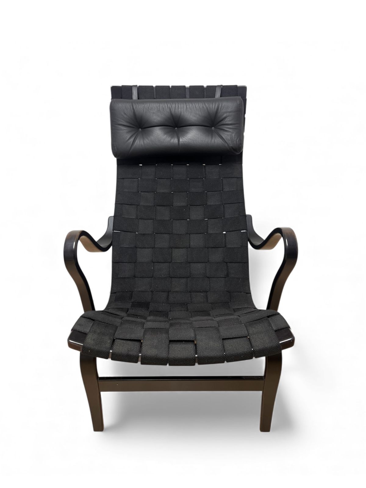 Mid  Century Bruno Mathsson “Pernilla” Lounge Chair In Black Webbing, Sweden